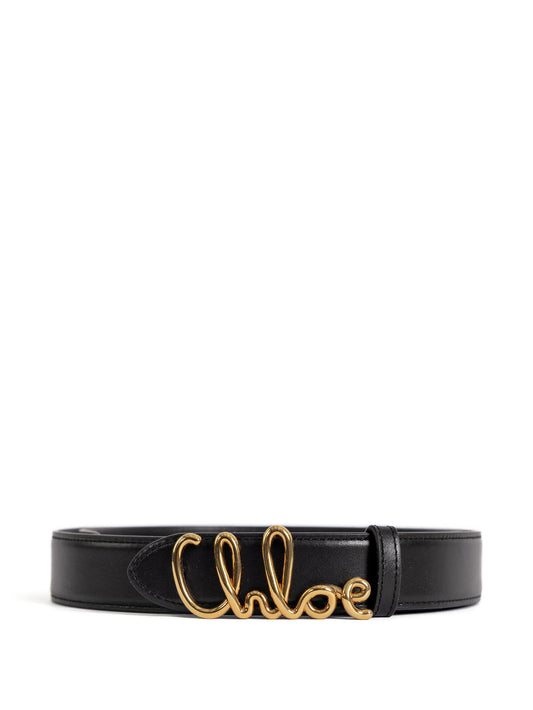 logo-buckle leather belt