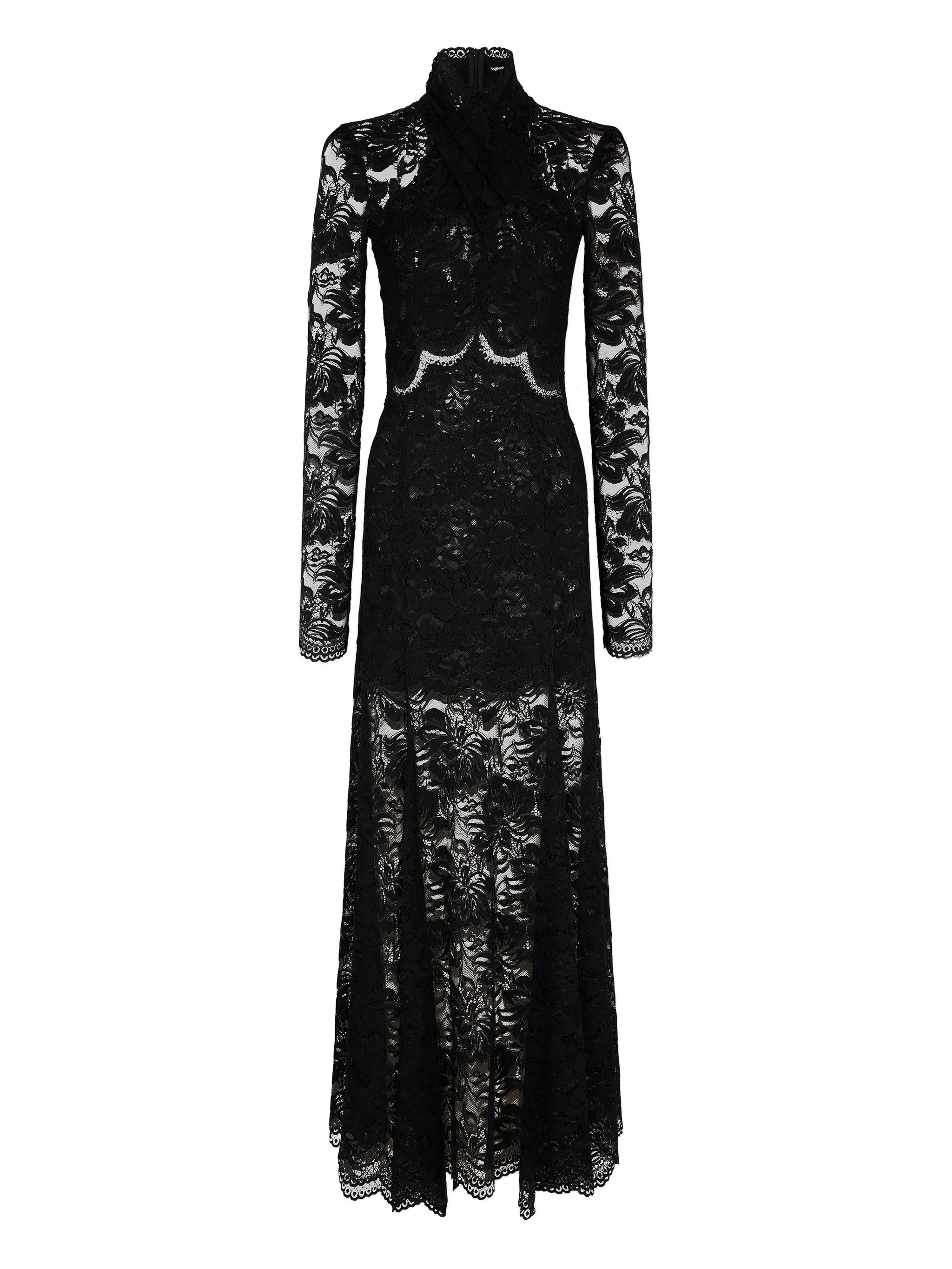 long-sleeves lace maxi dress