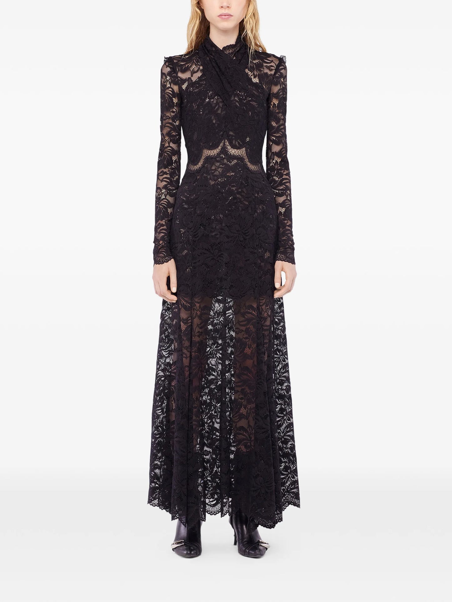 maxi long-sleeves lace dress