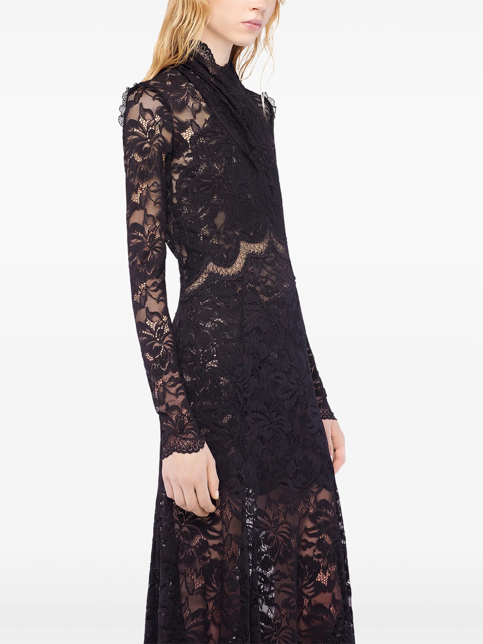 maxi long-sleeves lace dress