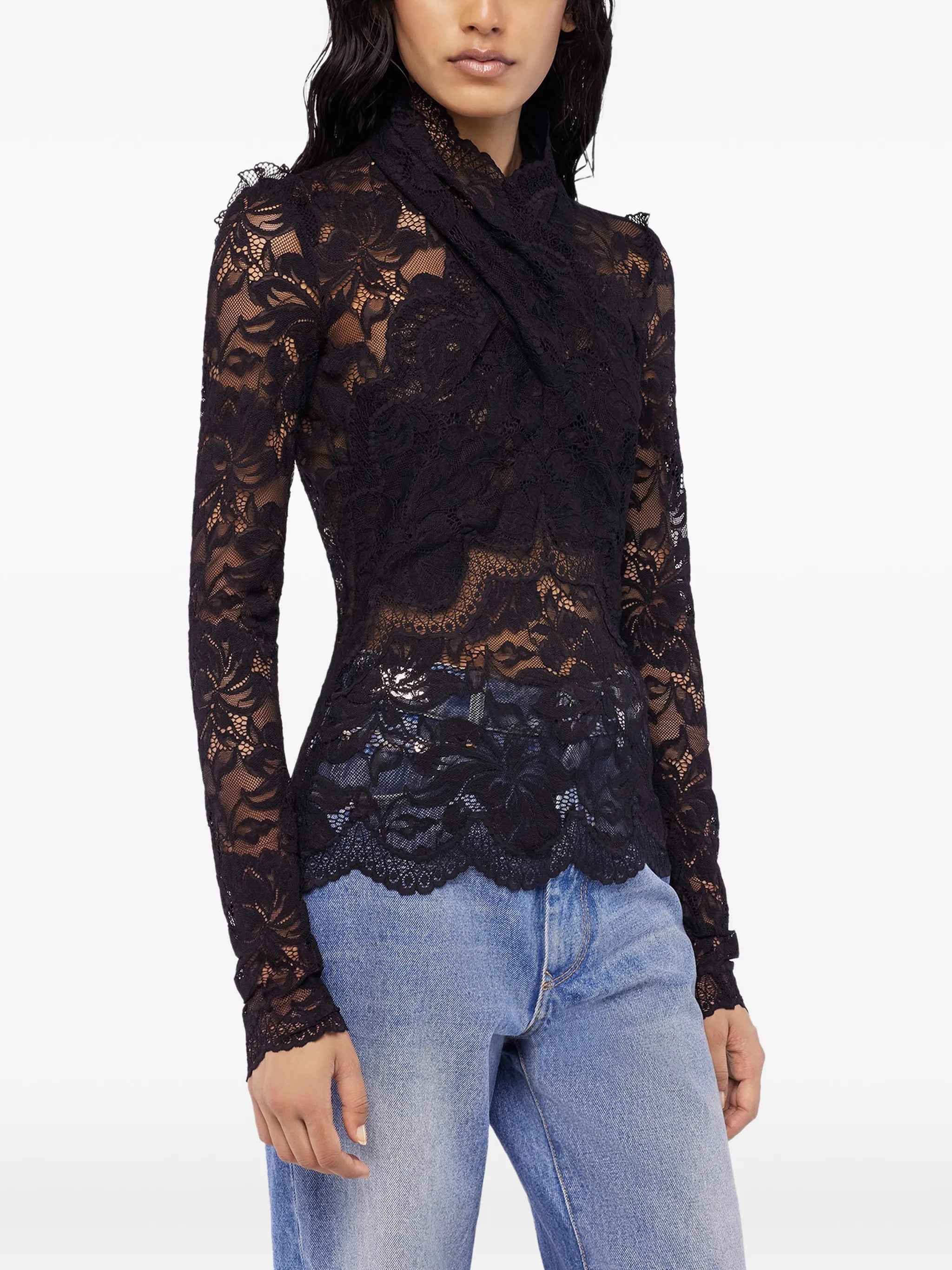 lace long-sleeve blouse