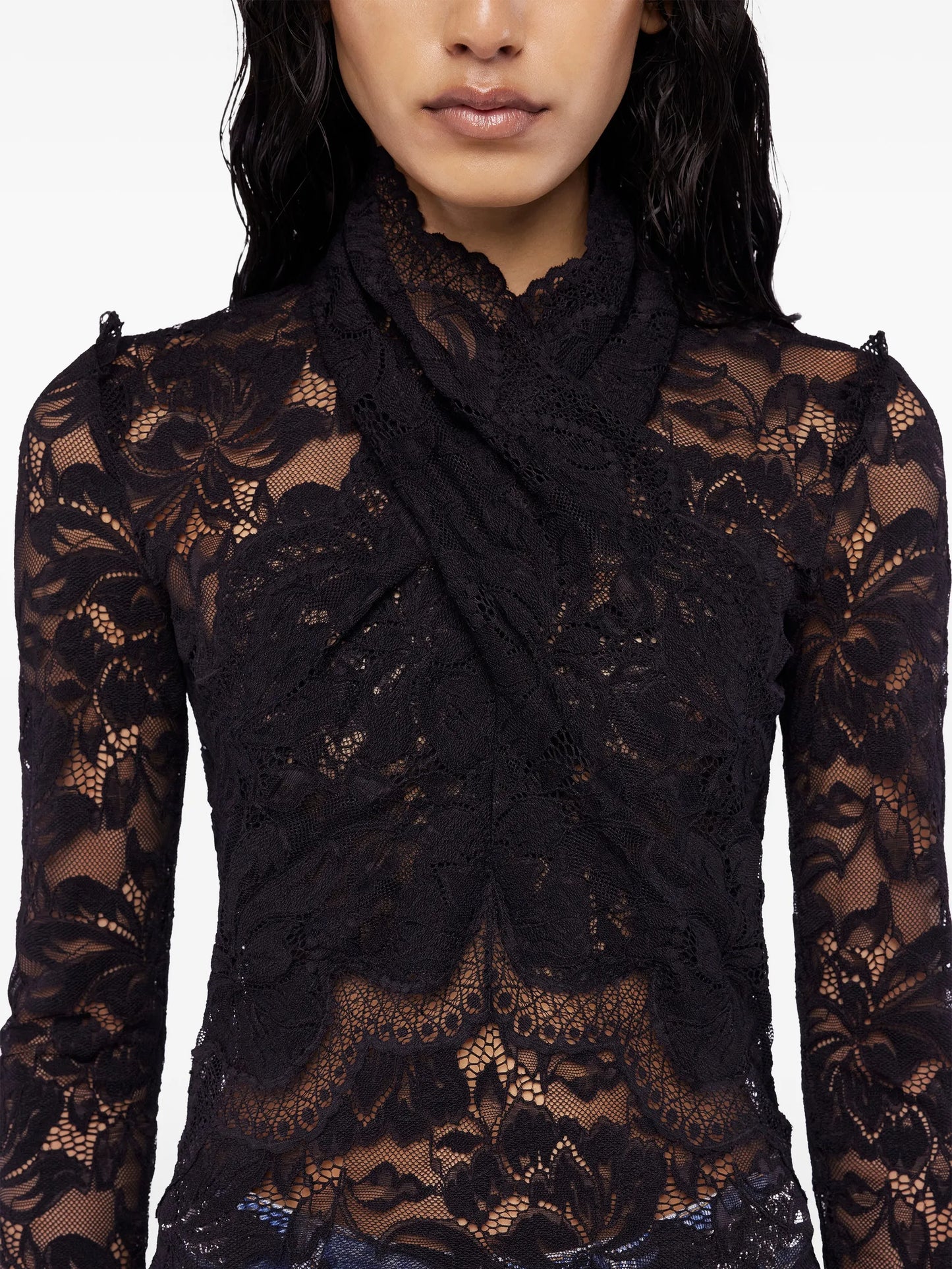 lace long-sleeve blouse