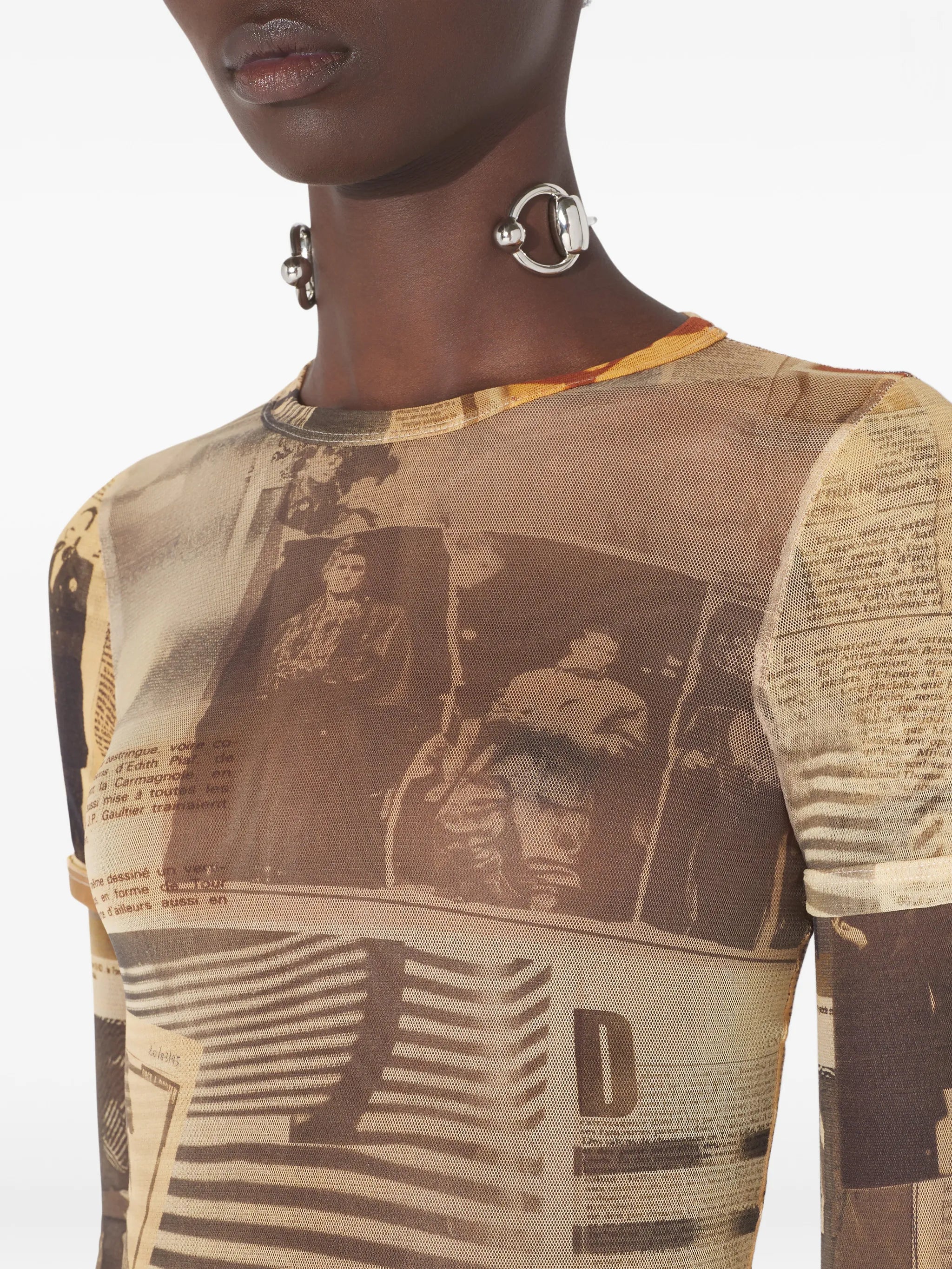 double-sleeves journal-print top
