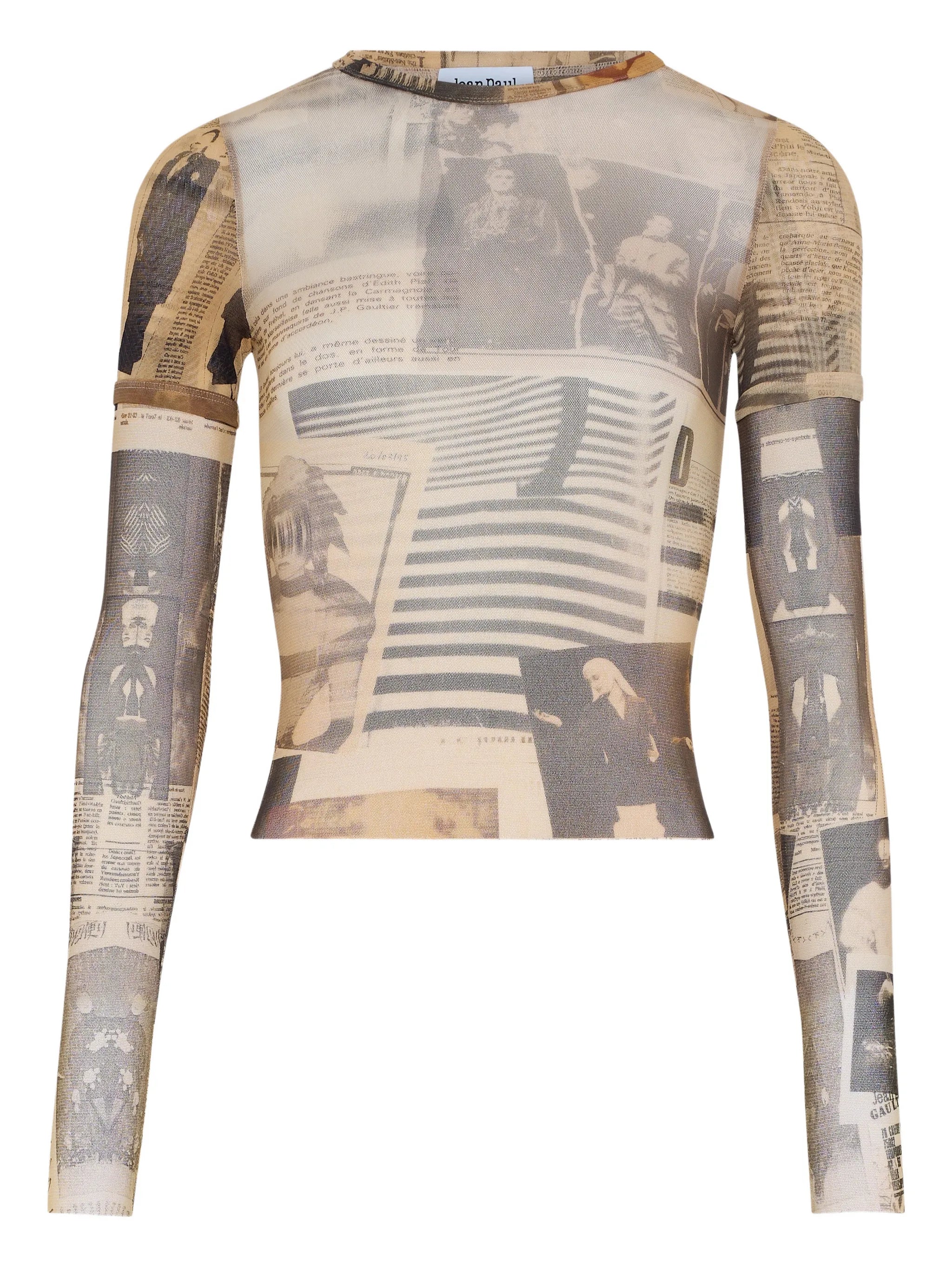 double-sleeves journal-print top