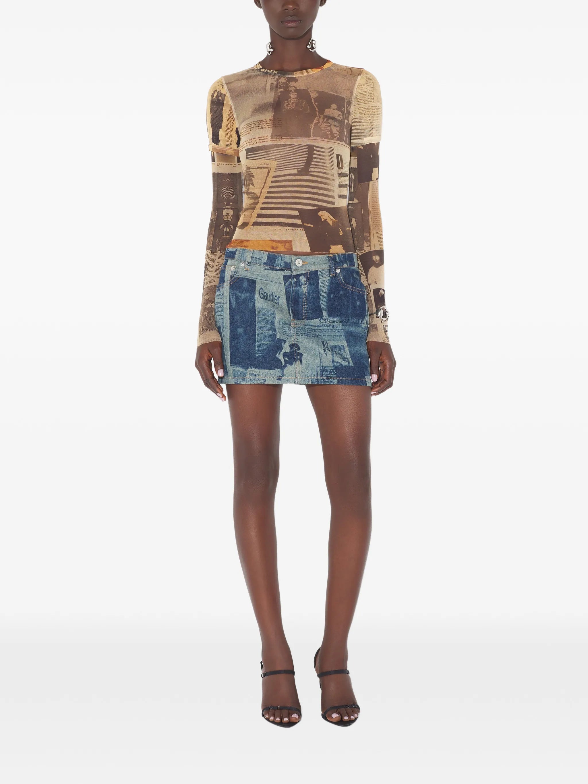 double-sleeves journal-print top