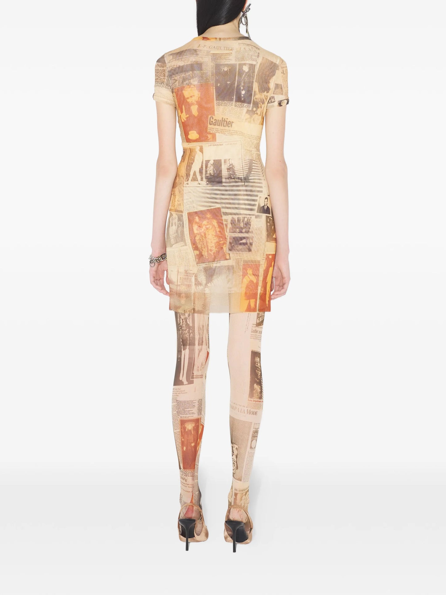journal-print mini dress