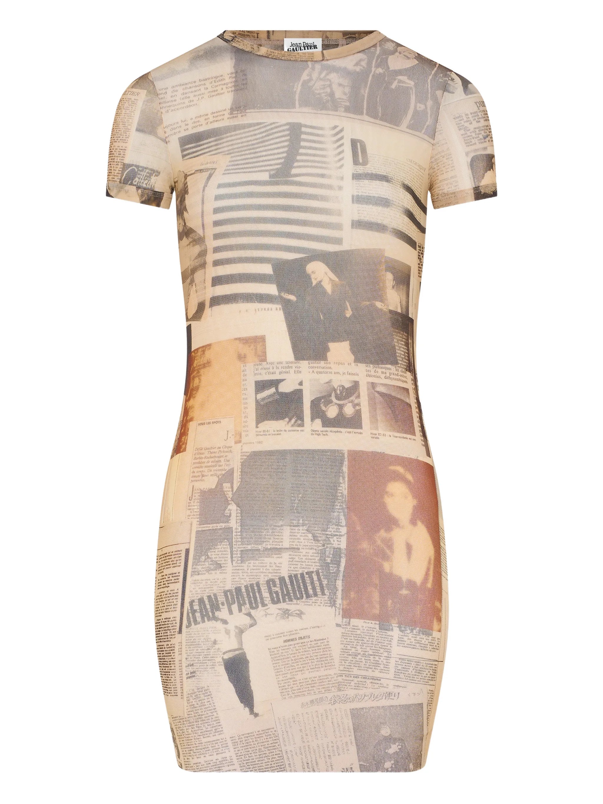 journal-print mini dress