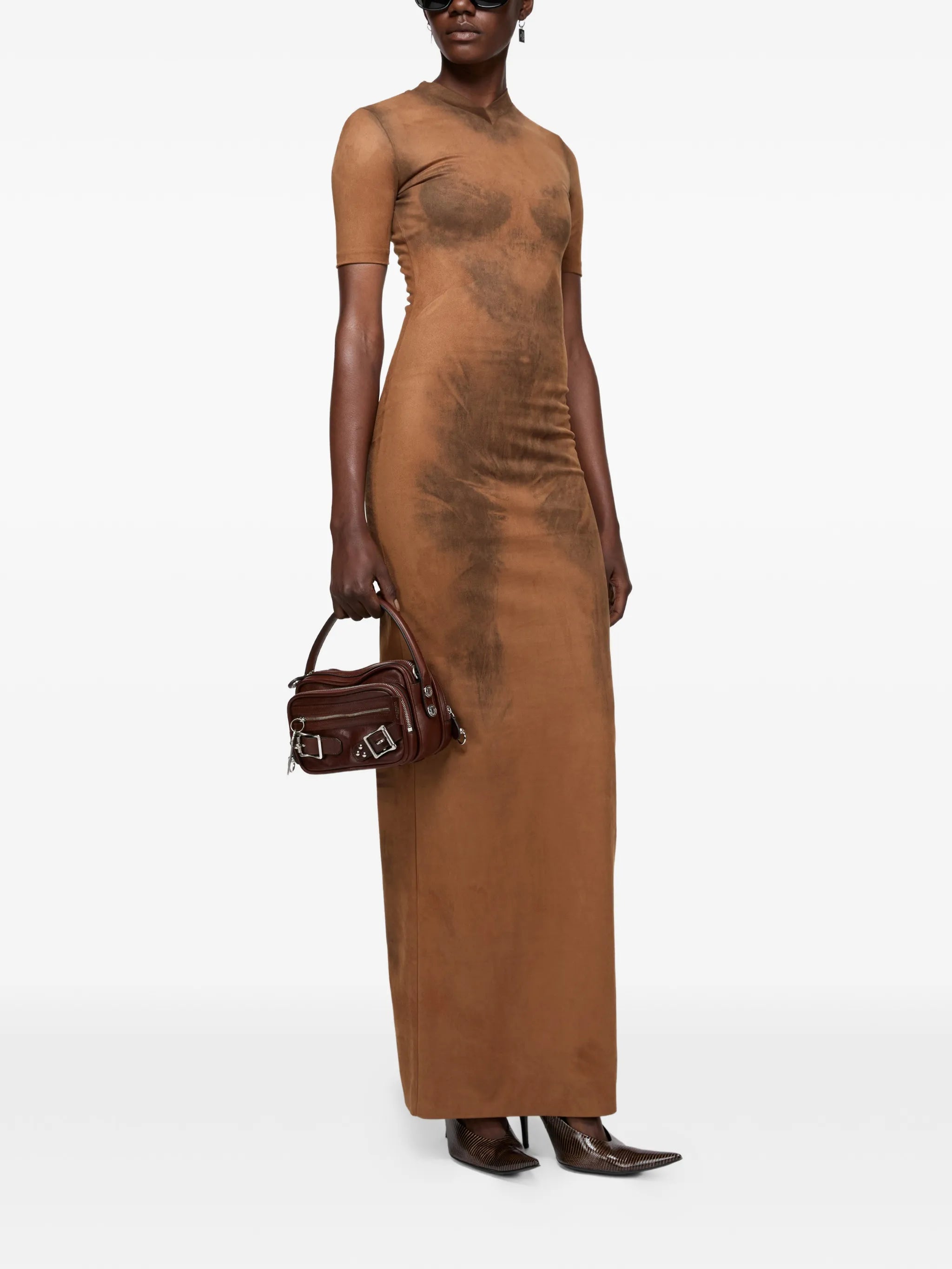 trompe-l’œil suede dress