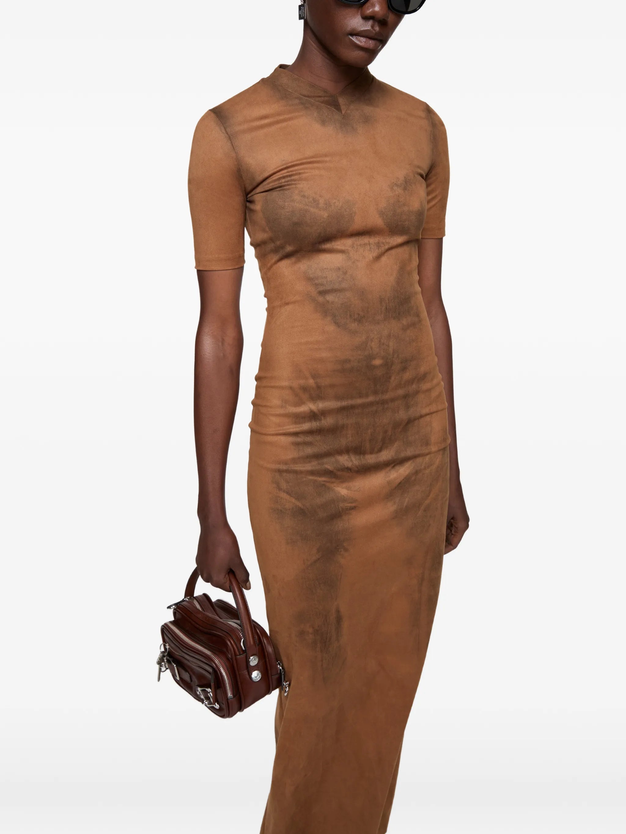 trompe-l’œil suede dress