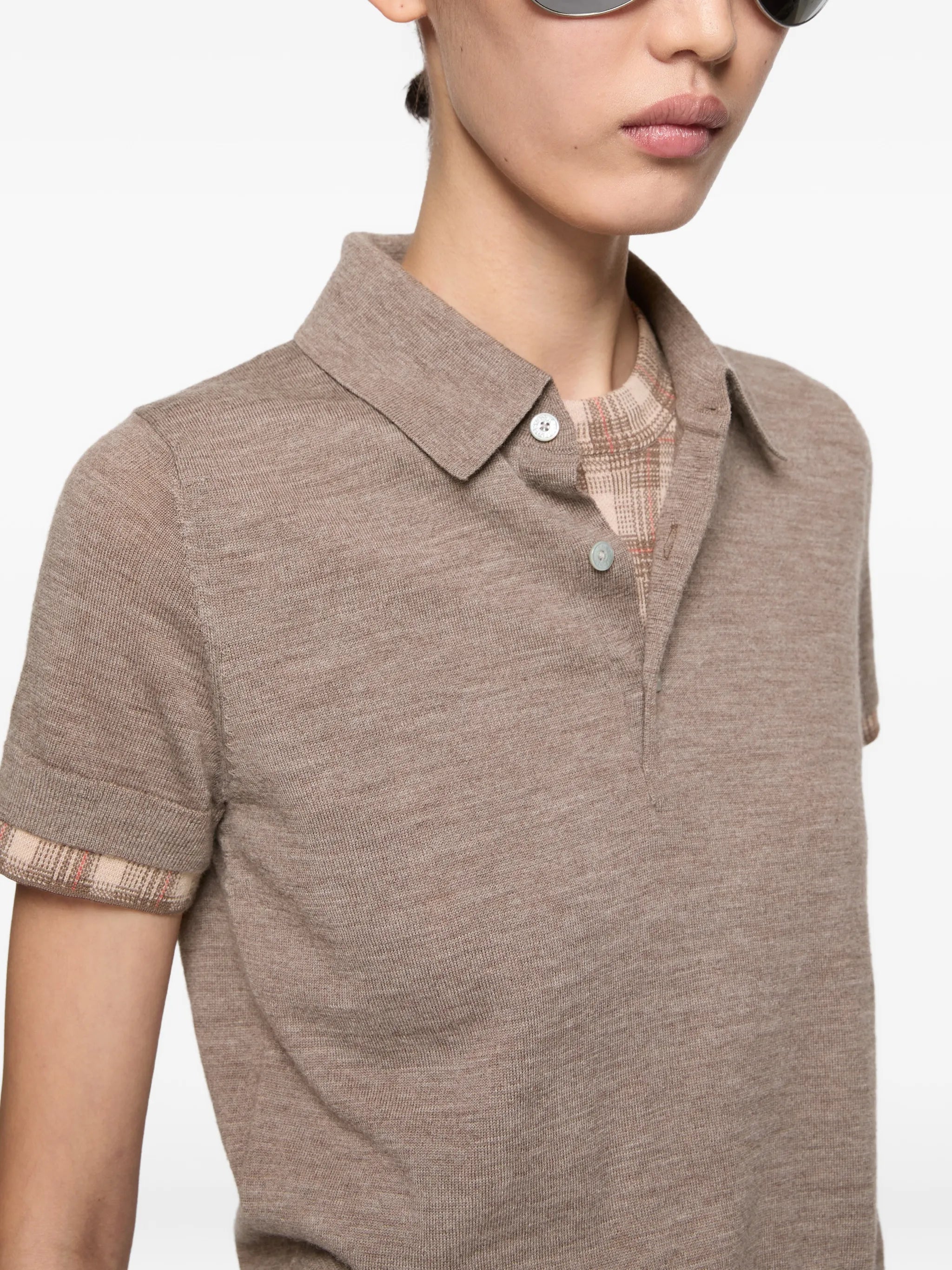 melange check polo shirt