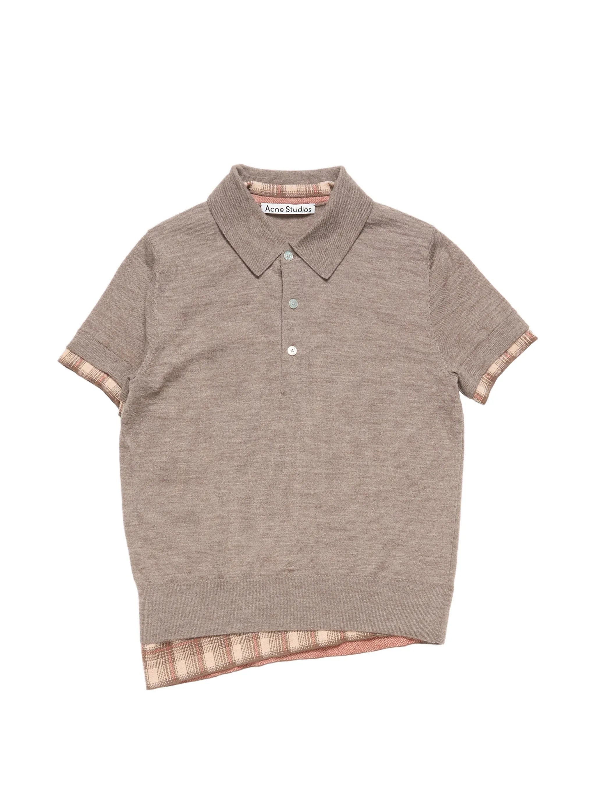 melange check polo shirt