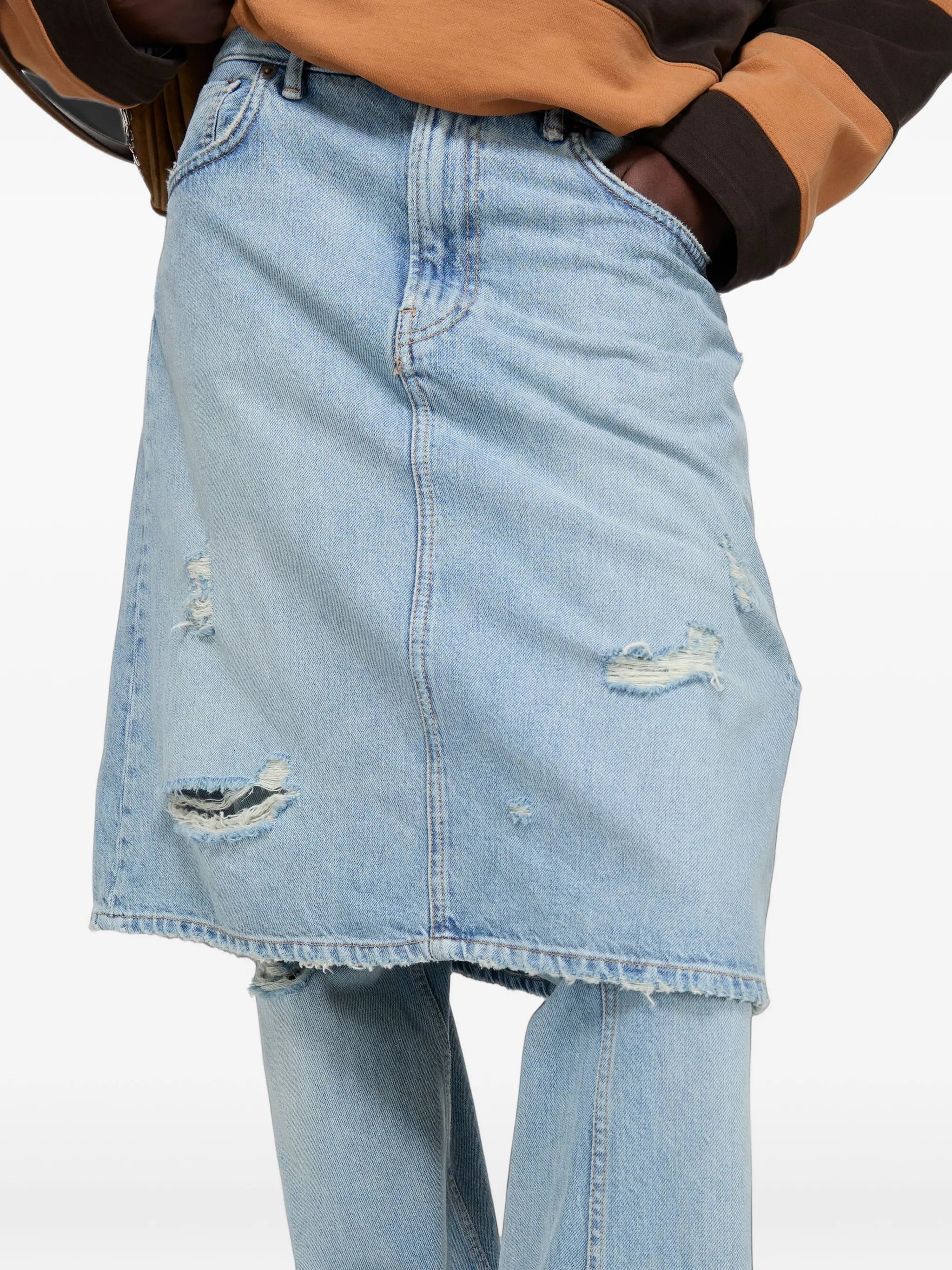 layered jeans