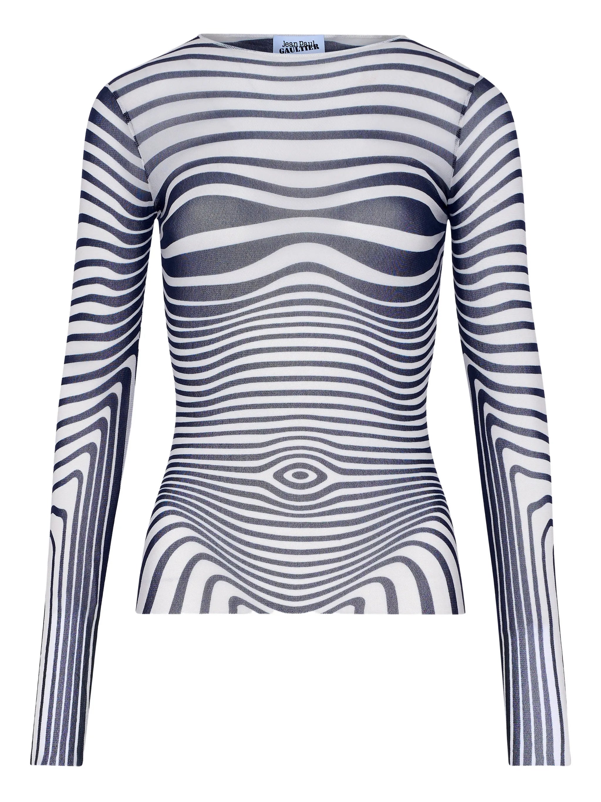 long-sleeve morphing-stripes top