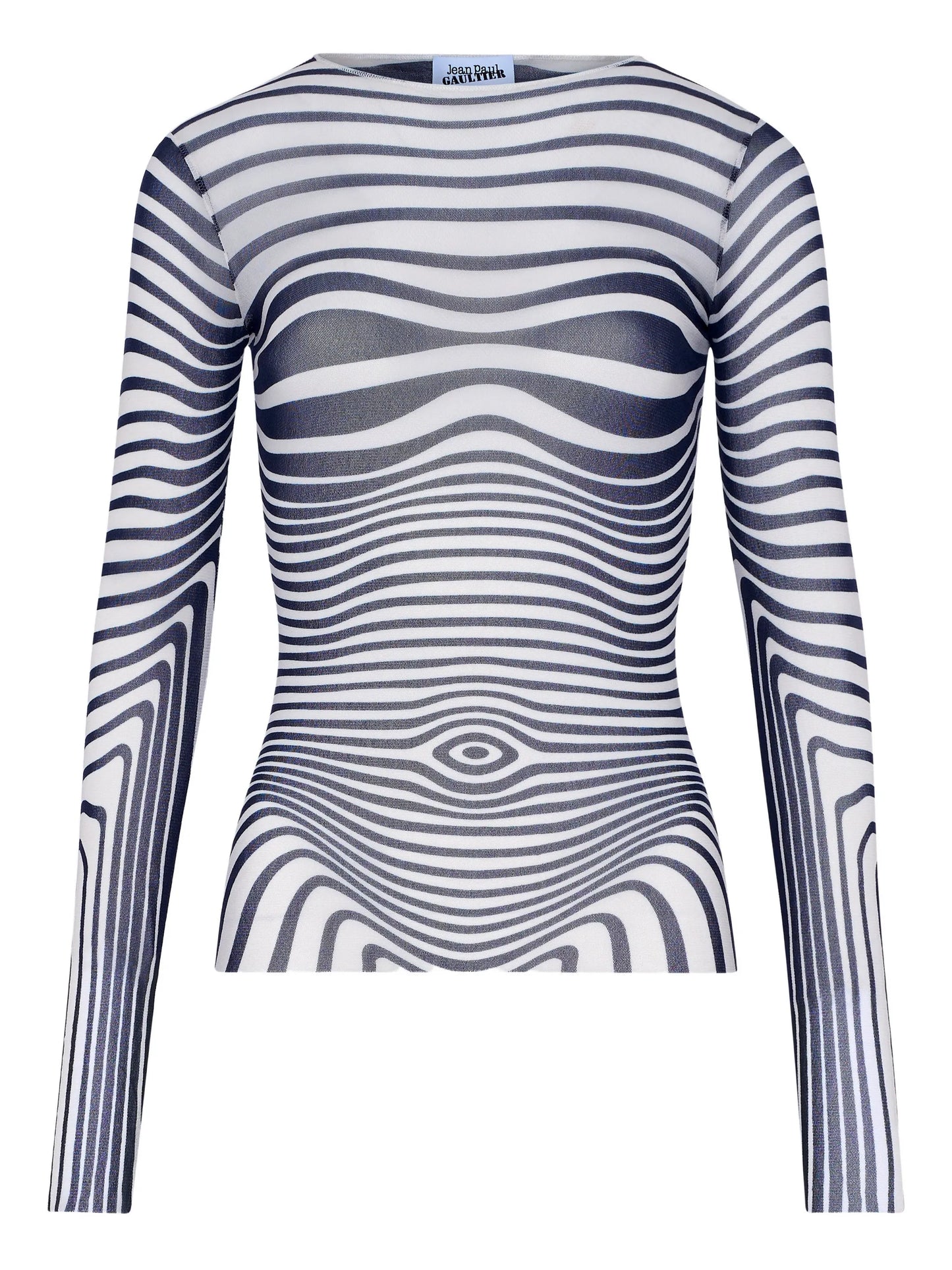long-sleeve morphing-stripes top