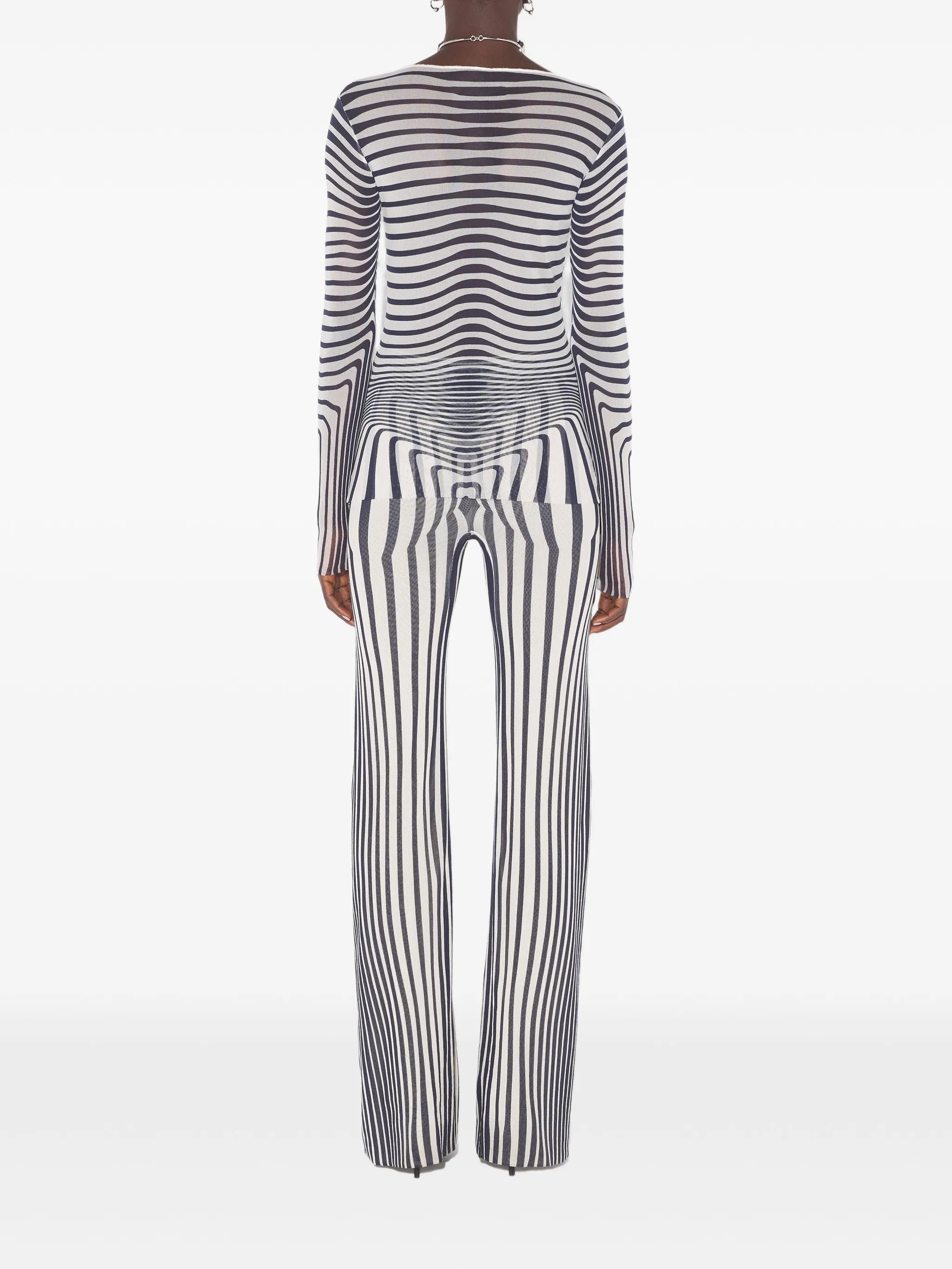 long-sleeve morphing-stripes top
