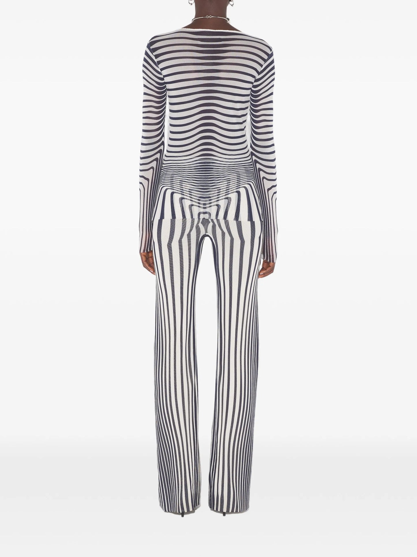 long-sleeve morphing-stripes top