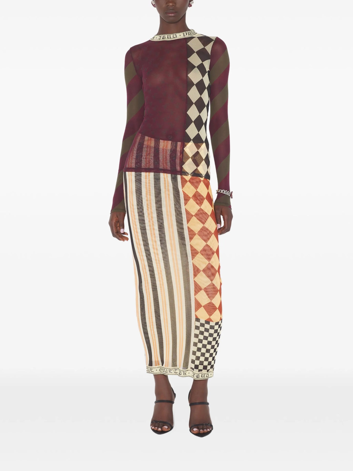 patchwork long-sleeves Top