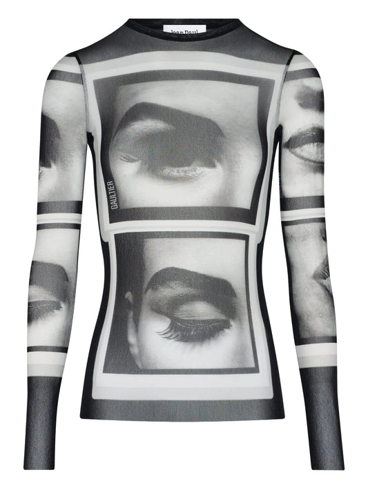 printed long-sleeve top