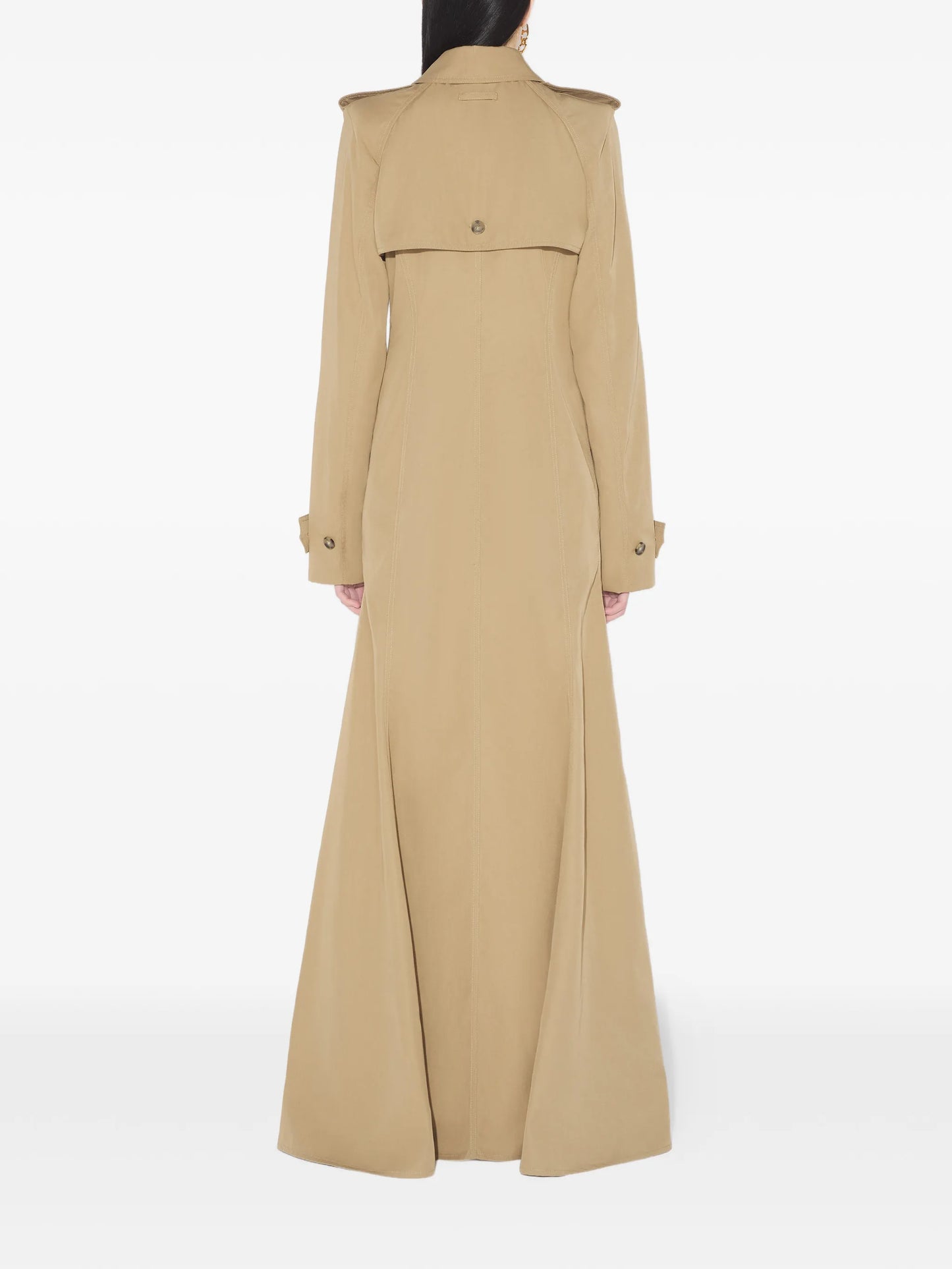 buttoned belted trench coat