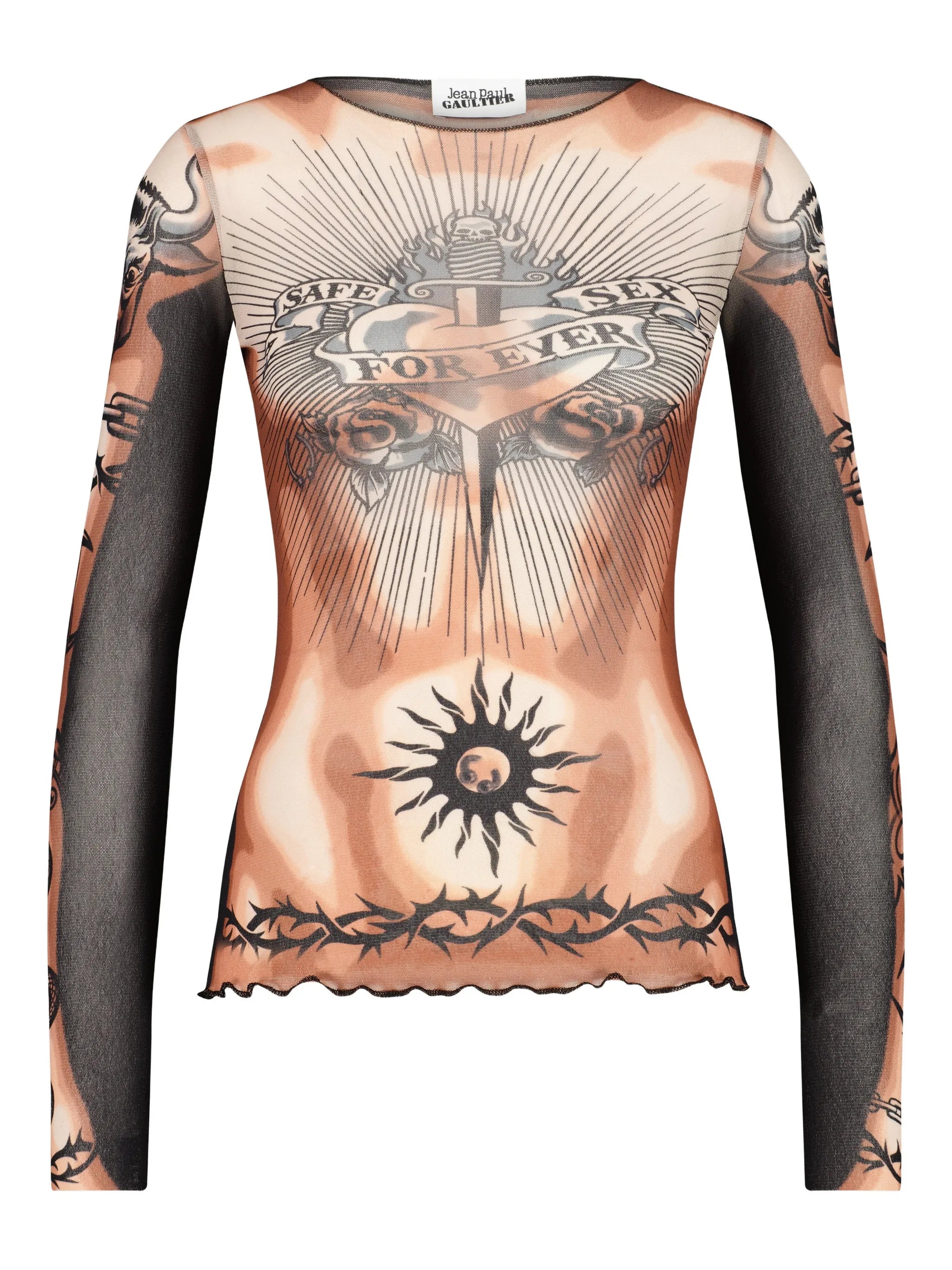 long-sleeves tattoo-print top