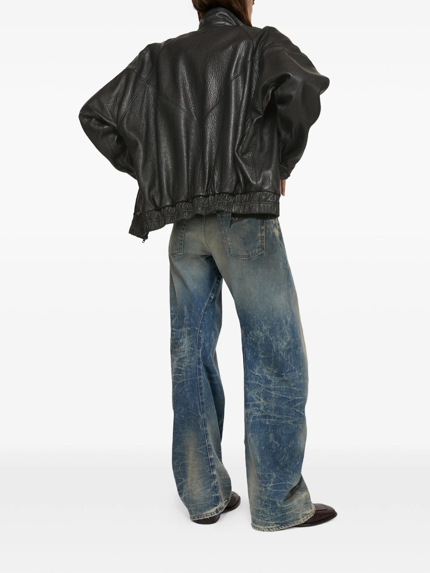 stand collar leather jacket