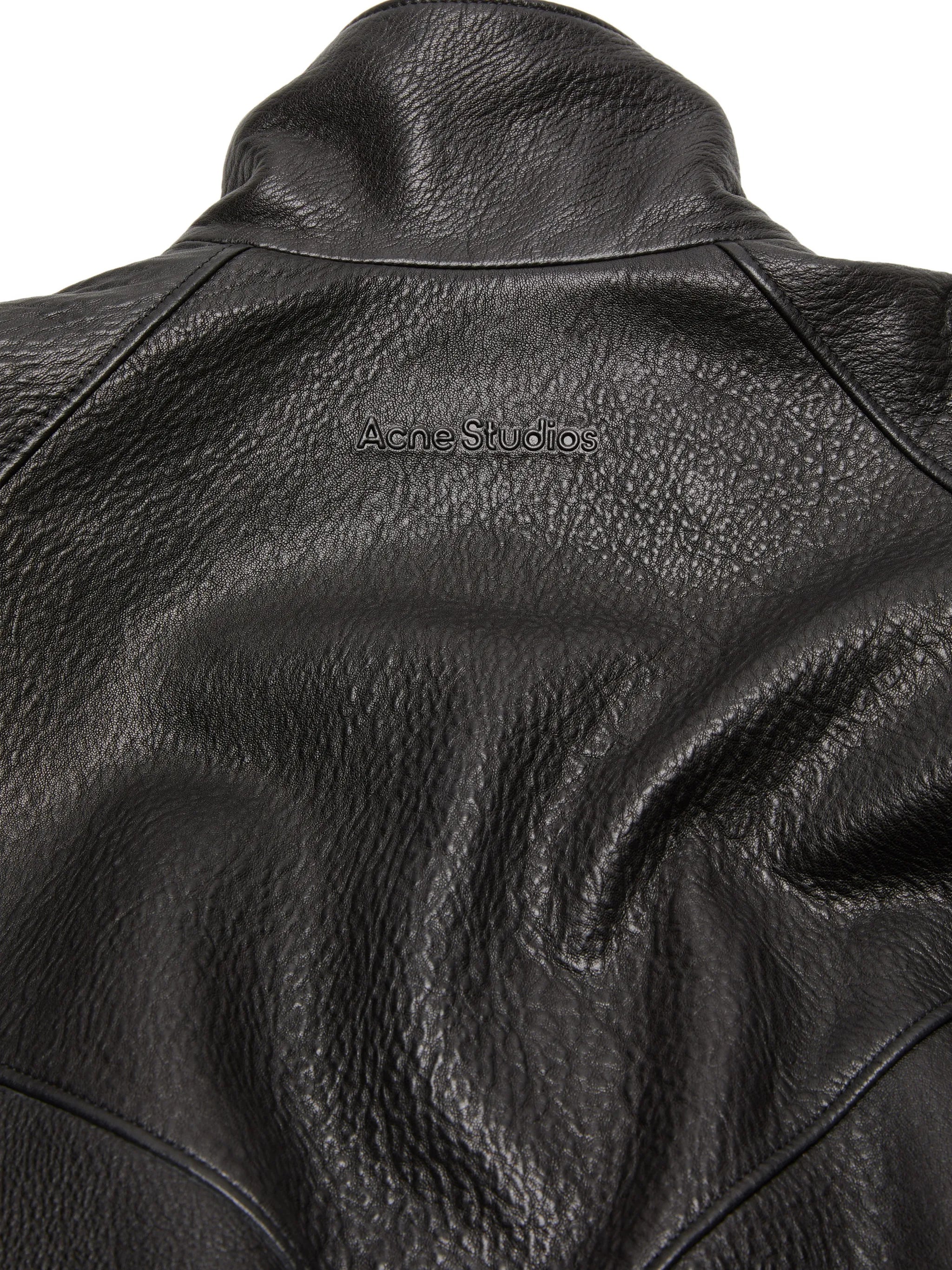 stand collar leather jacket