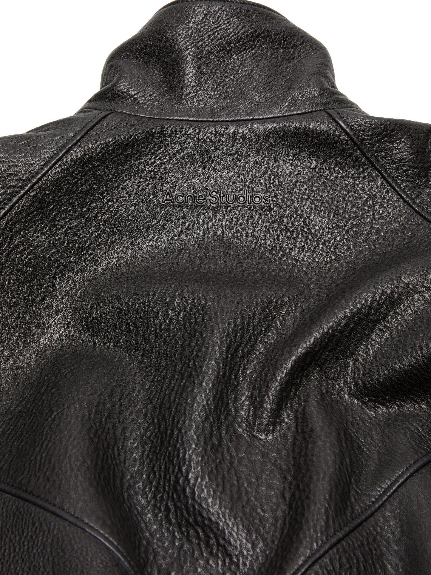 stand collar leather jacket