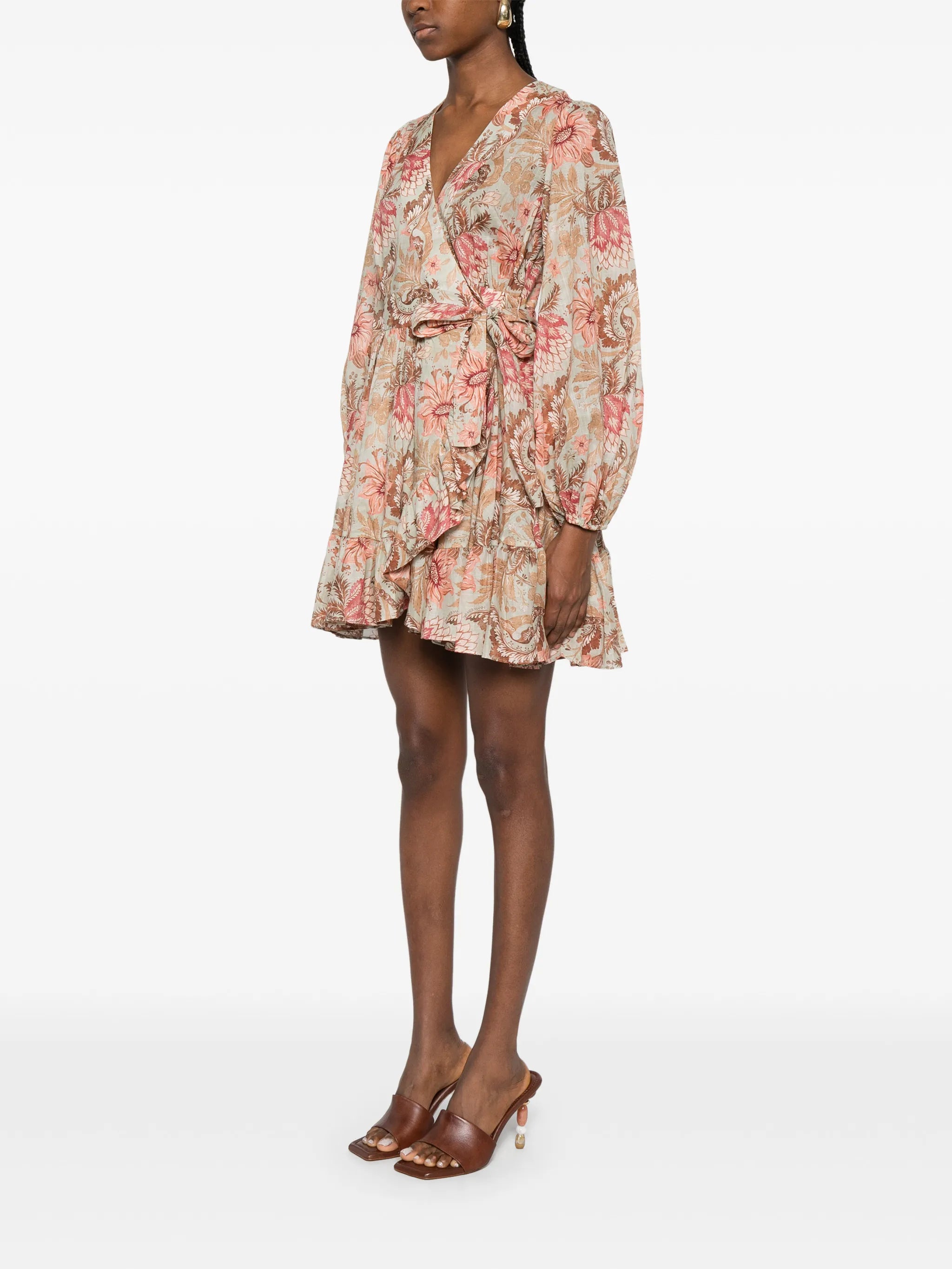 floral ruffled mini dress