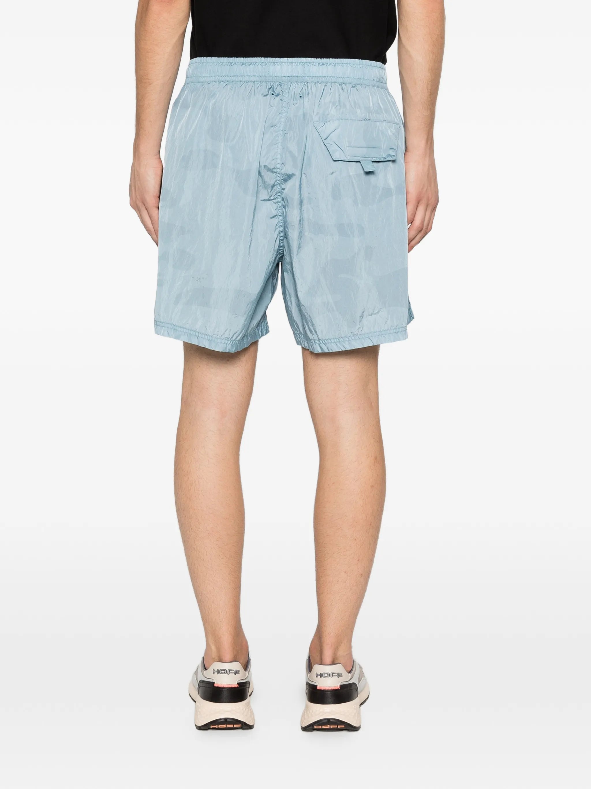 B100002 water reactive faded camo shiny nylon shorts