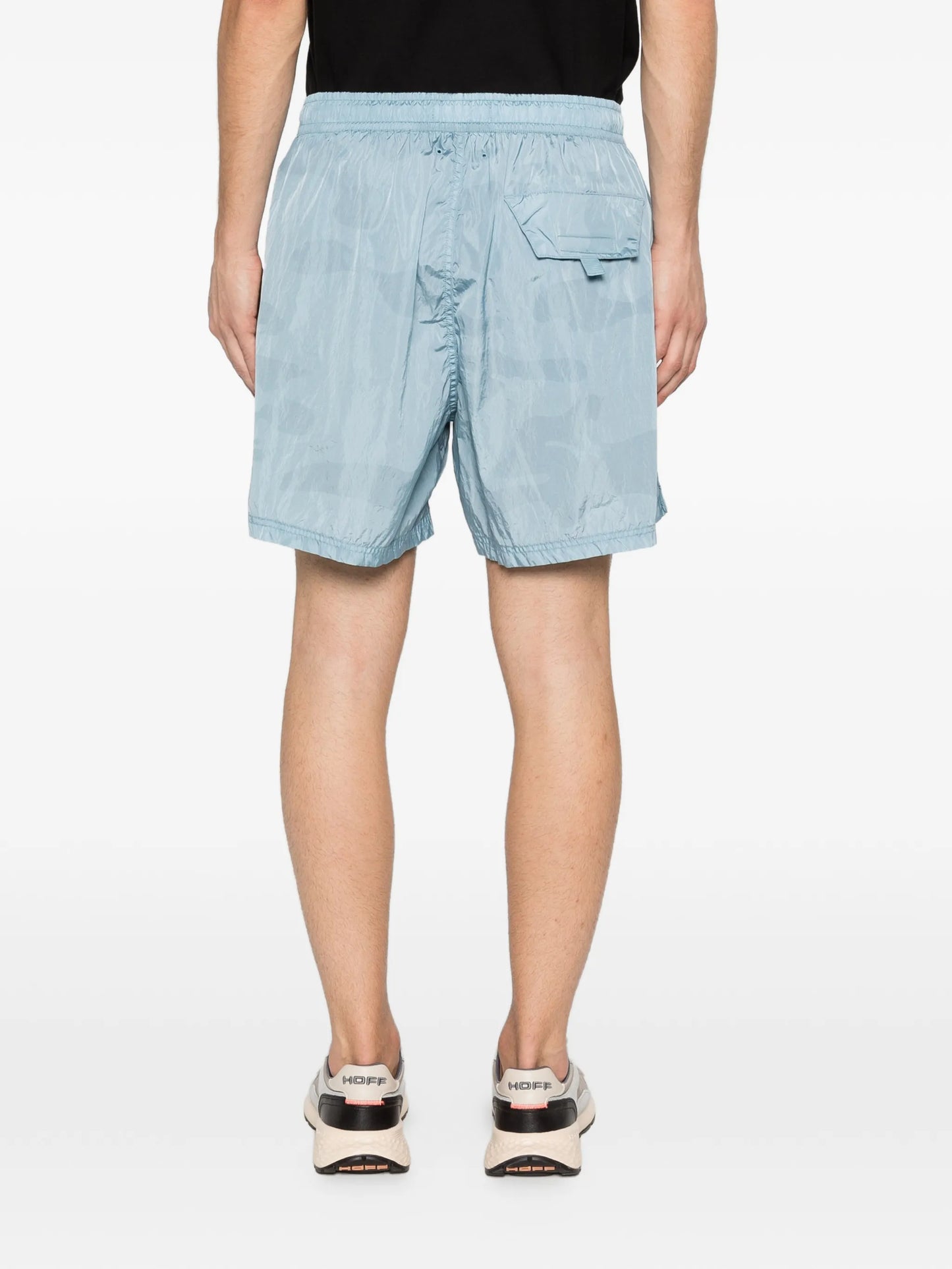 B100002 water reactive faded camo shiny nylon shorts