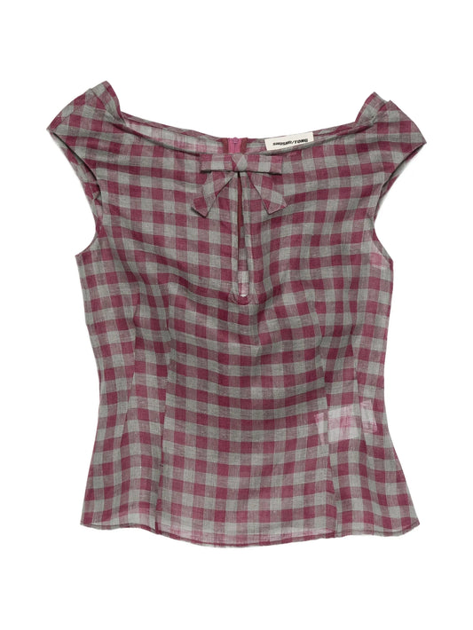 keyhole check blouse