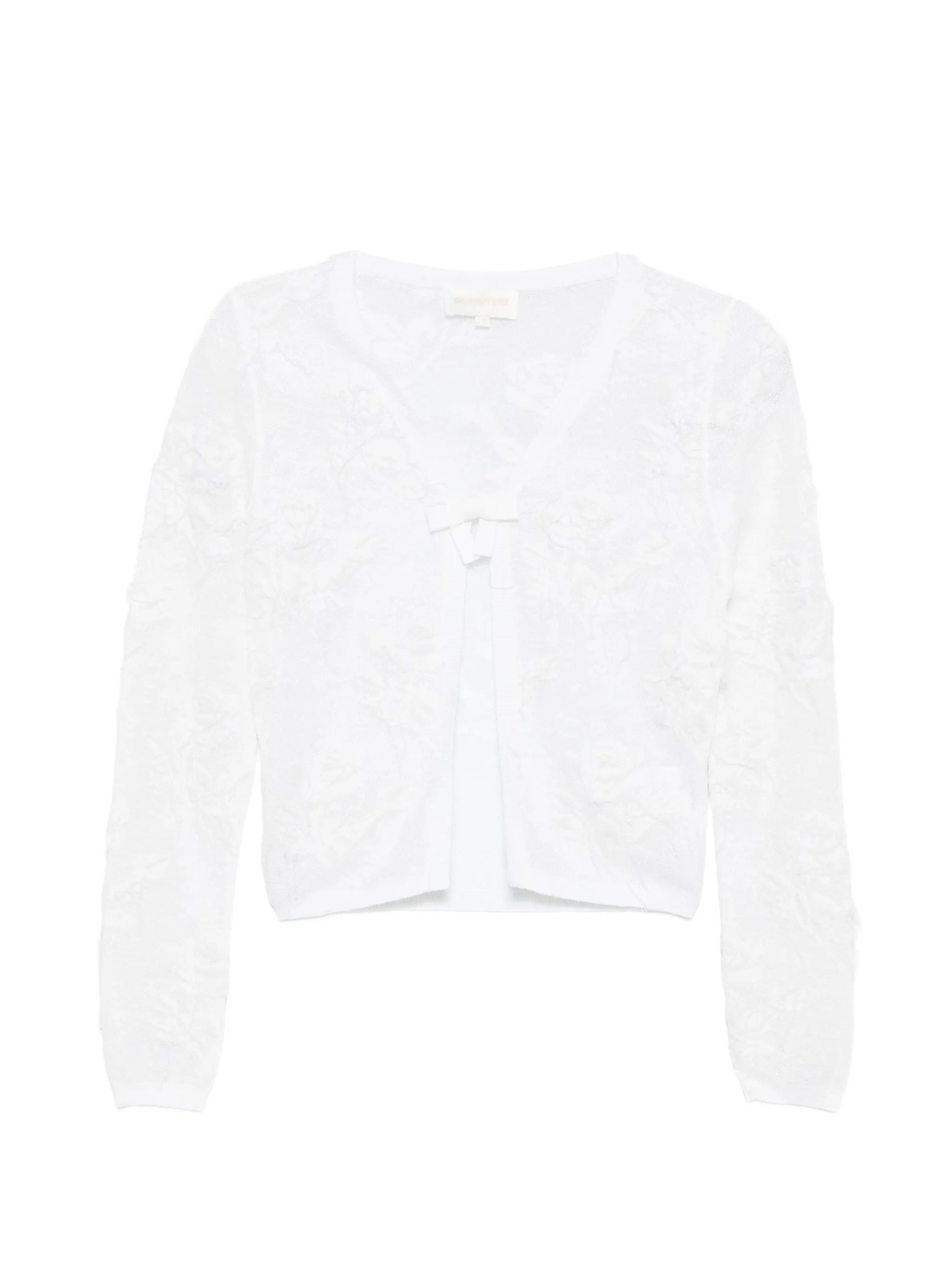 threadwork bow cardigan