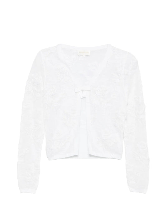 threadwork bow cardigan