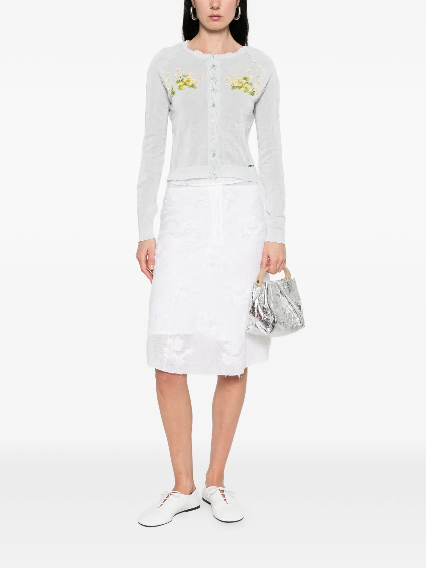 beaded floral knit cardigan