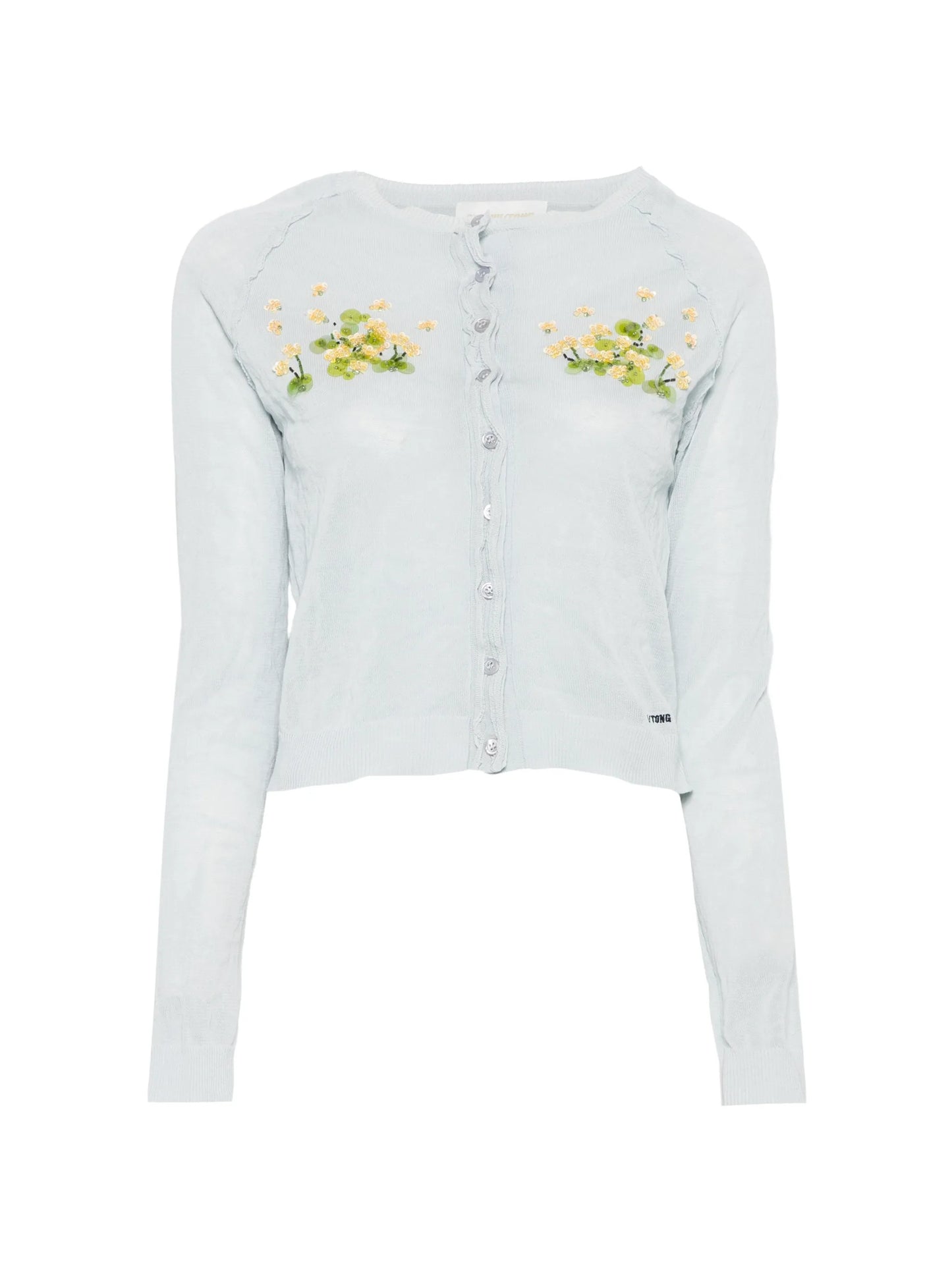 beaded floral knit cardigan