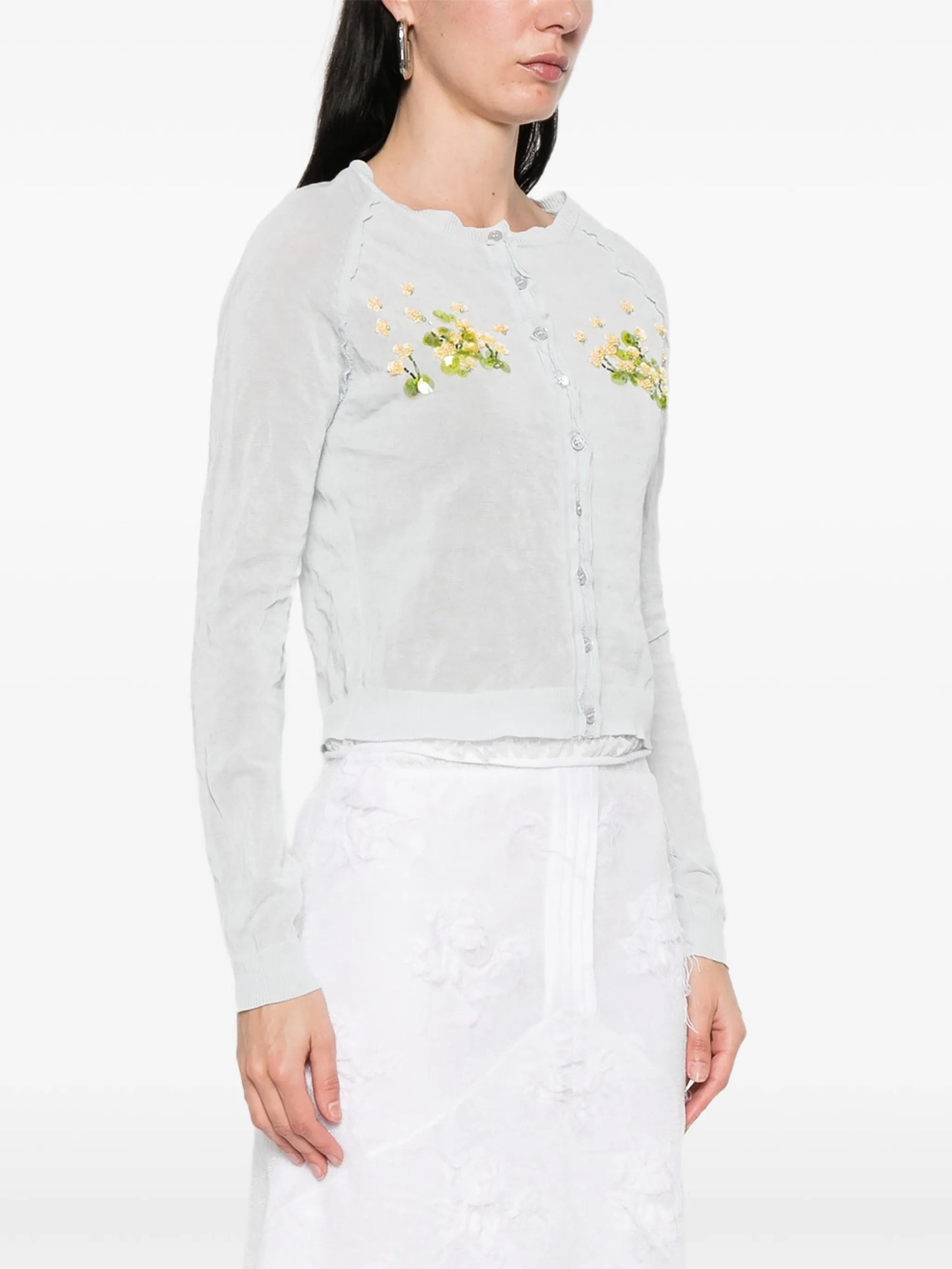 beaded floral knit cardigan