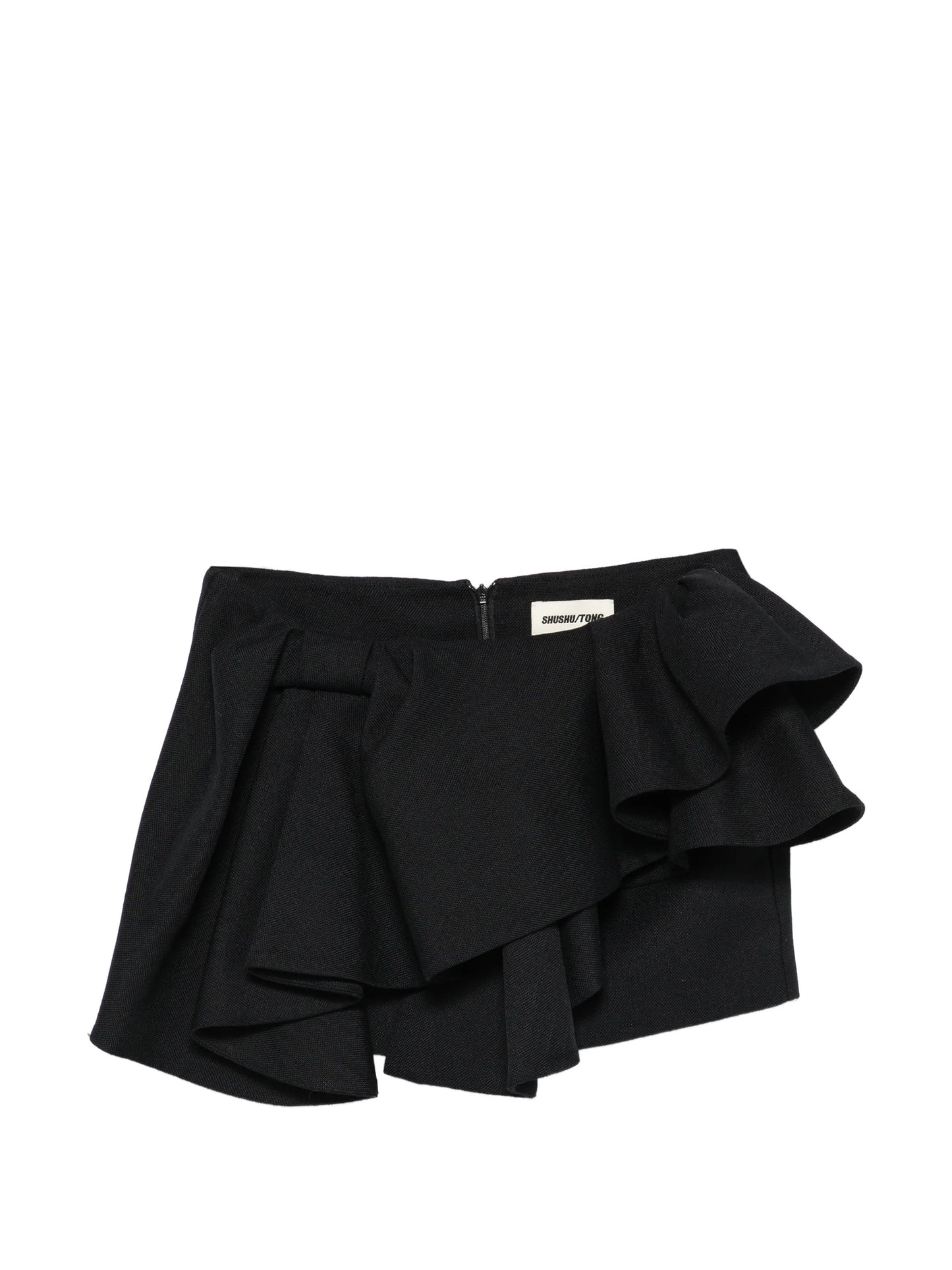 asymmetrical bow ruffled mini skirt