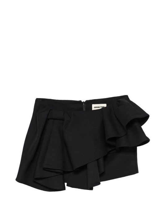 asymmetrical bow ruffled mini skirt