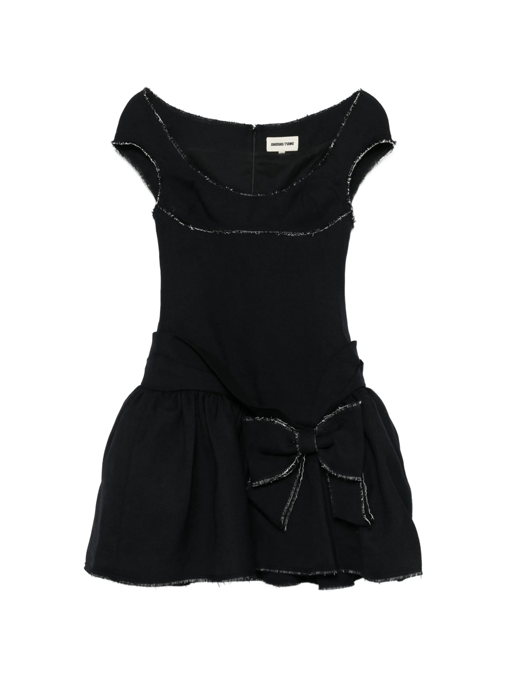 deep u-neckline bow dress