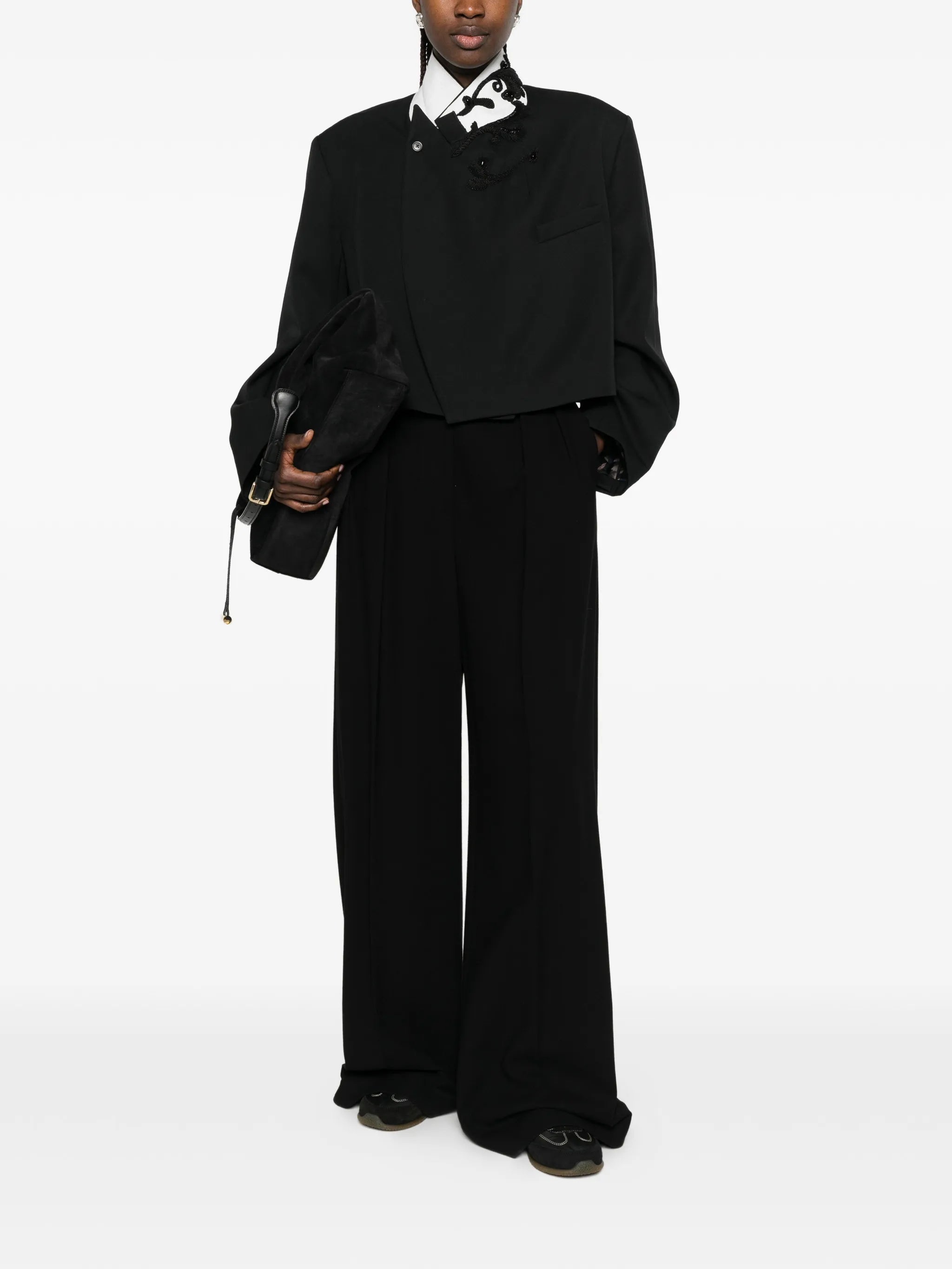 cropped embroidered blazer