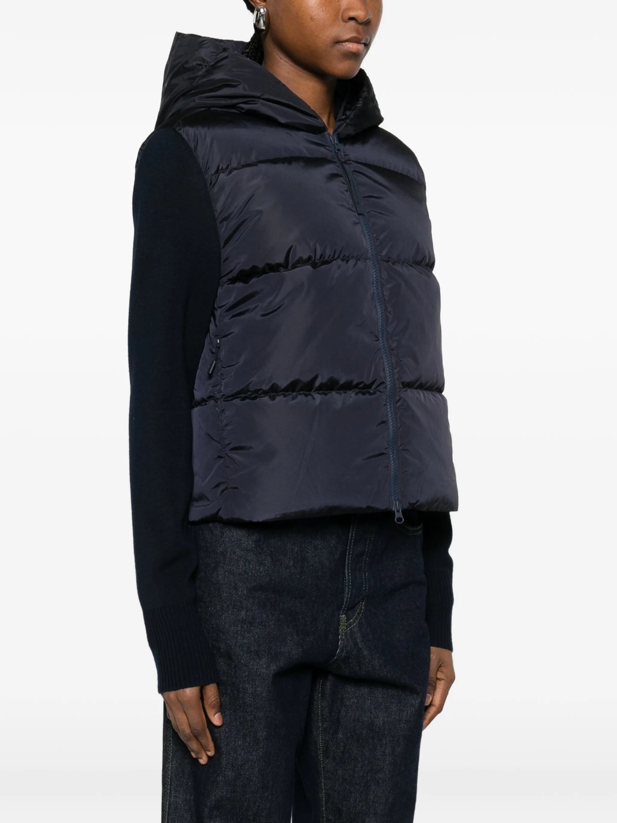 hybridge wide quilt hooded jacket
