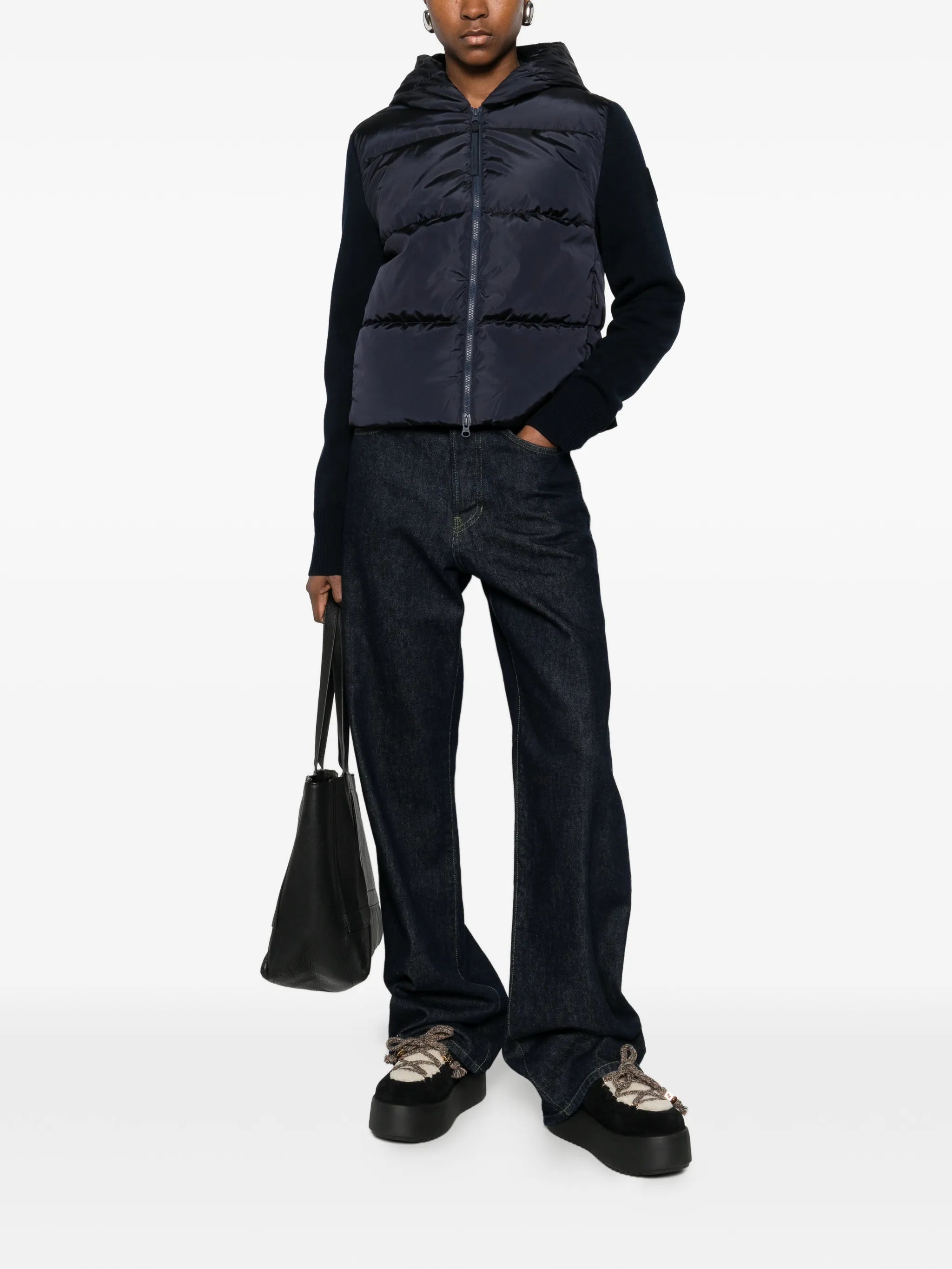 hybridge wide quilt hooded jacket