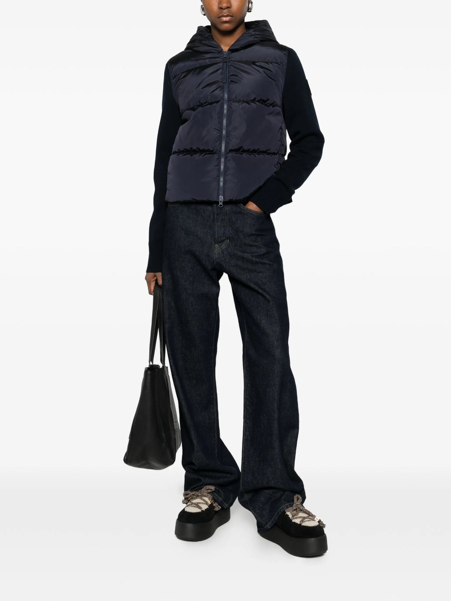 hybridge wide quilt hooded jacket