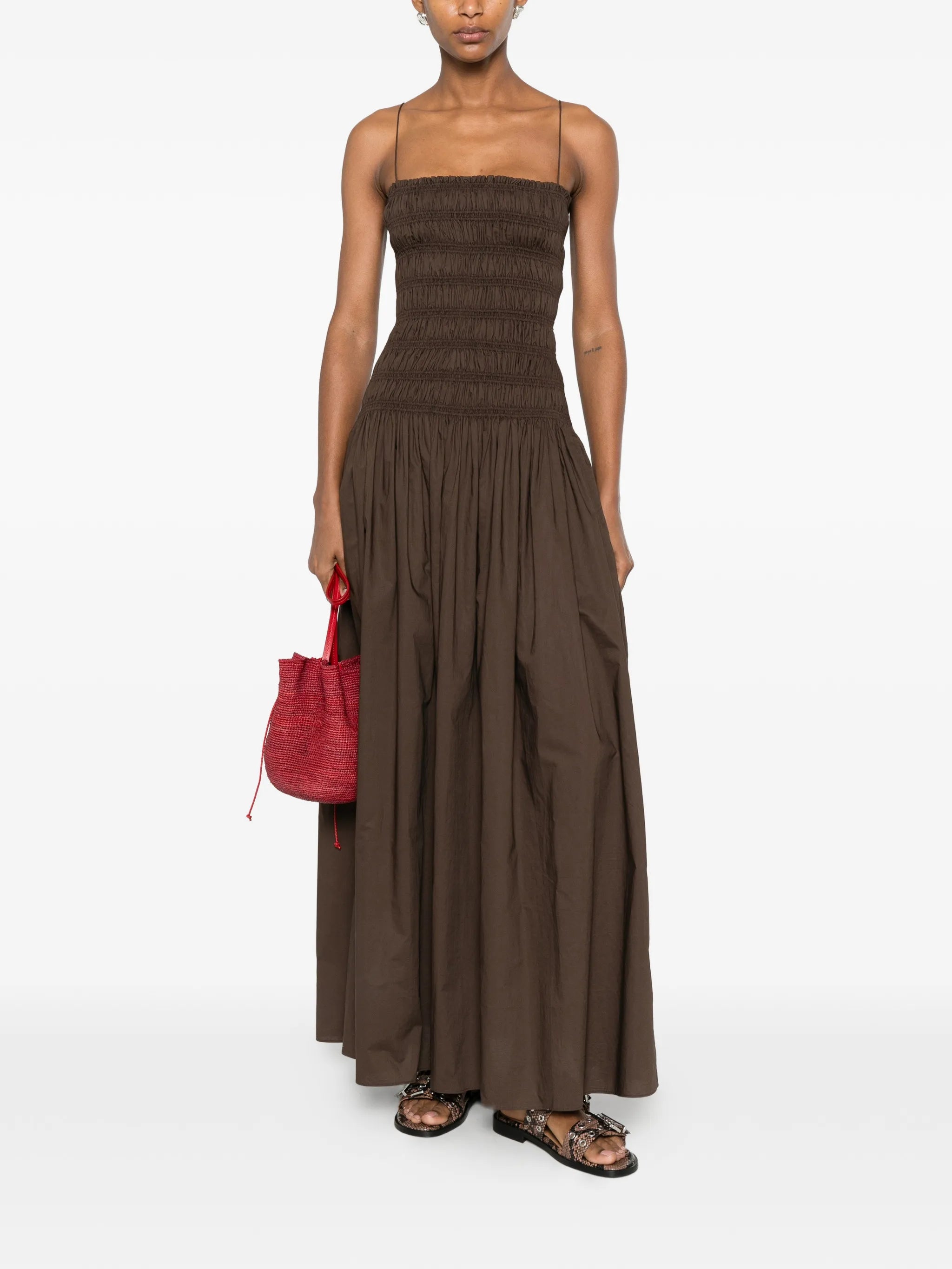 shirred drop-waist dress