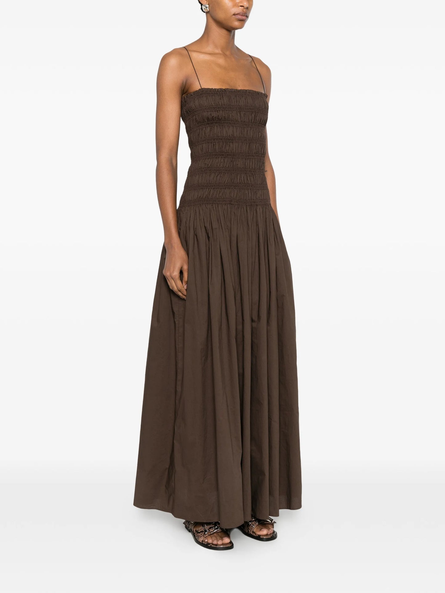 shirred drop-waist dress