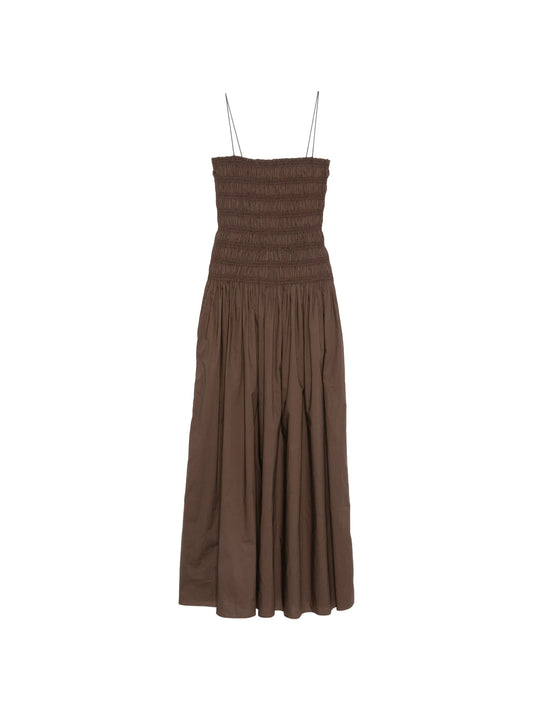 shirred drop-waist dress