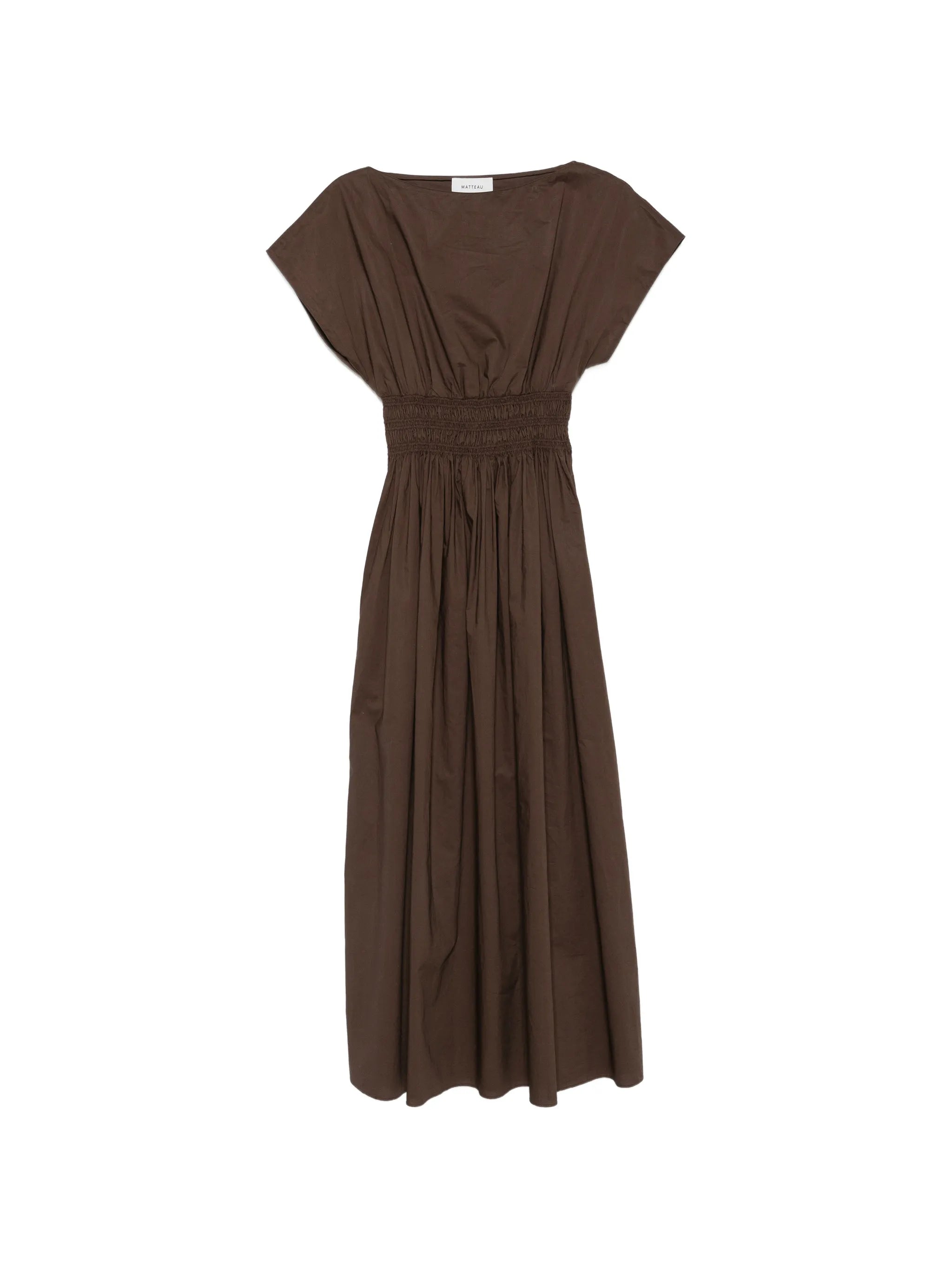 shirred-waist midi dress