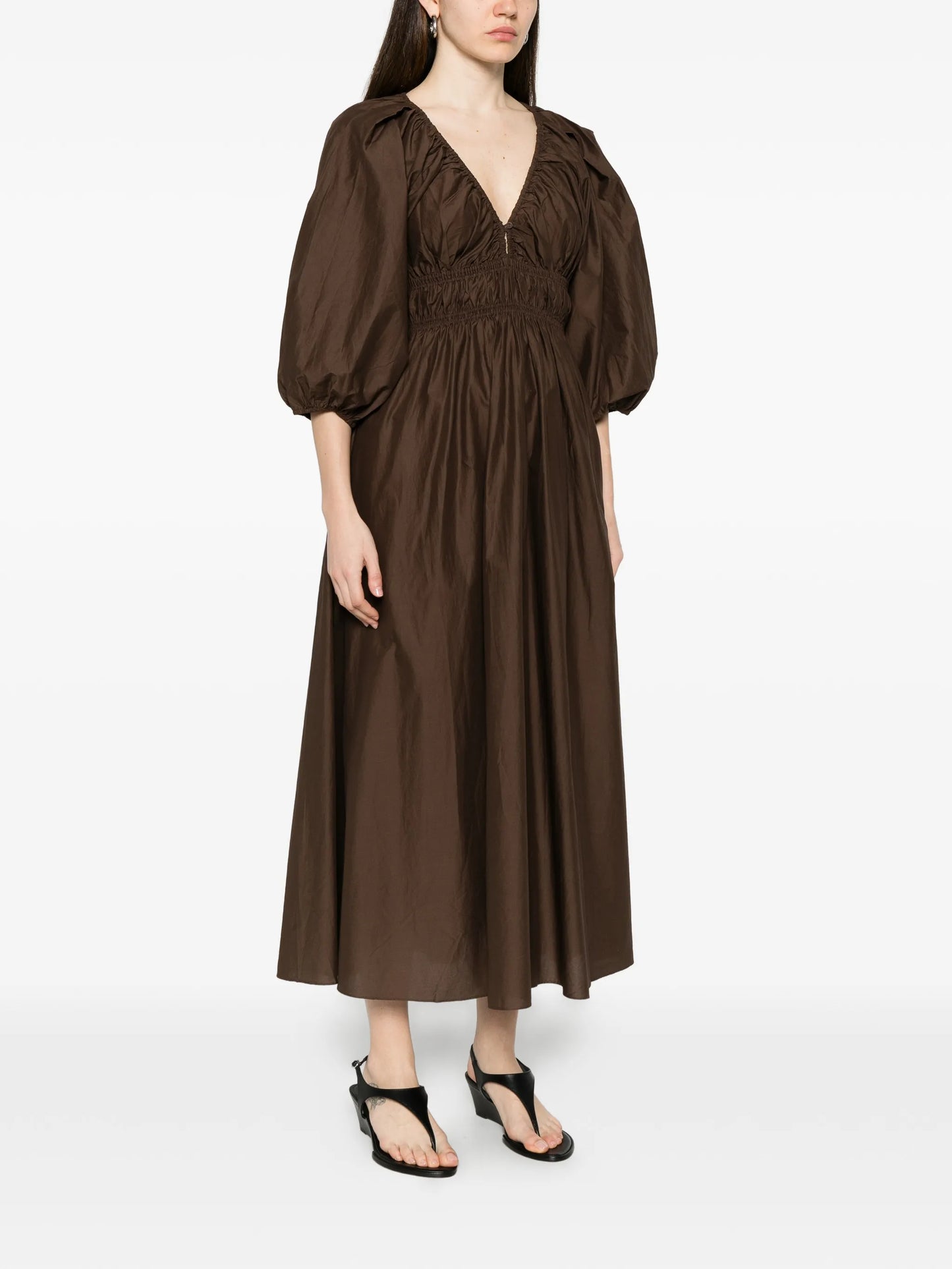 Shirred Plunge dress