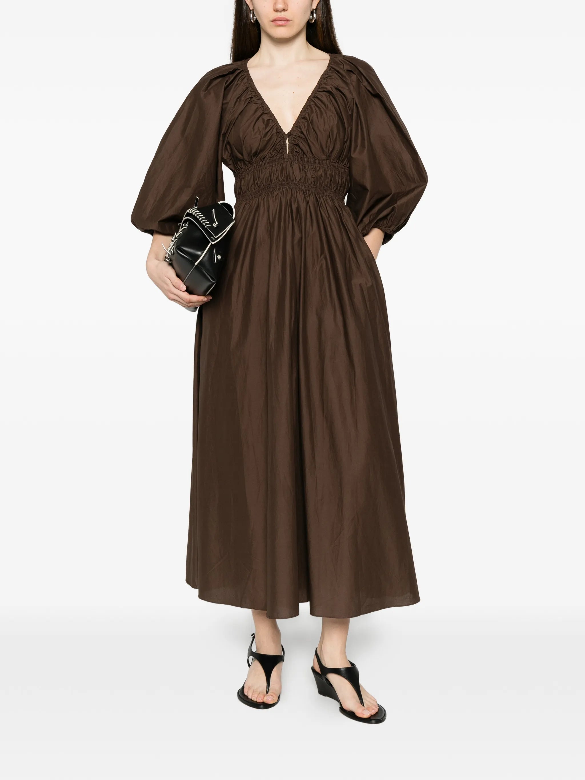 Shirred Plunge dress