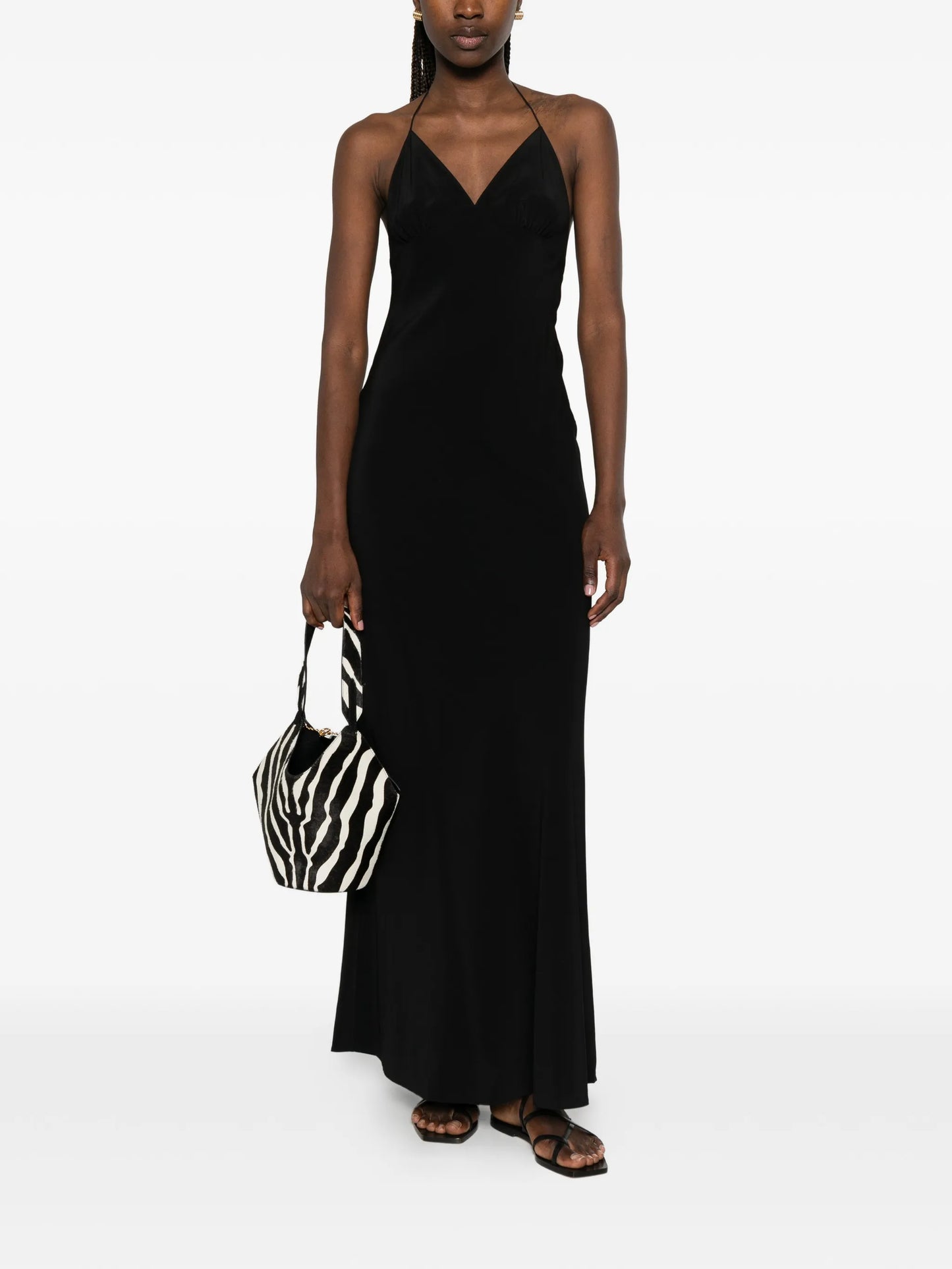 low-back halterneck maxi dress